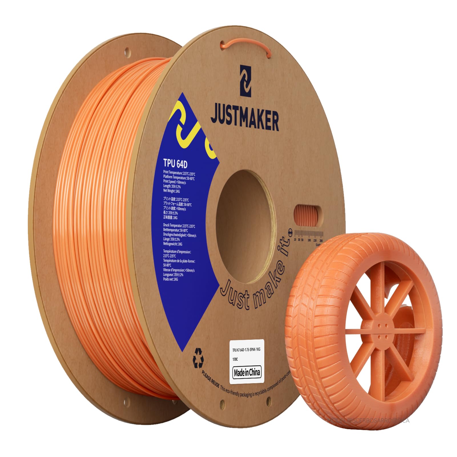 Filament do drukarki 3D TPU 64D, elastyczne materiały o doskonałej wydajności, ulepszona szpula kartonowa, 1 kg, dokładność wymiarowa +/-0,05 mm, 1,75 mm, nieśmiały róż