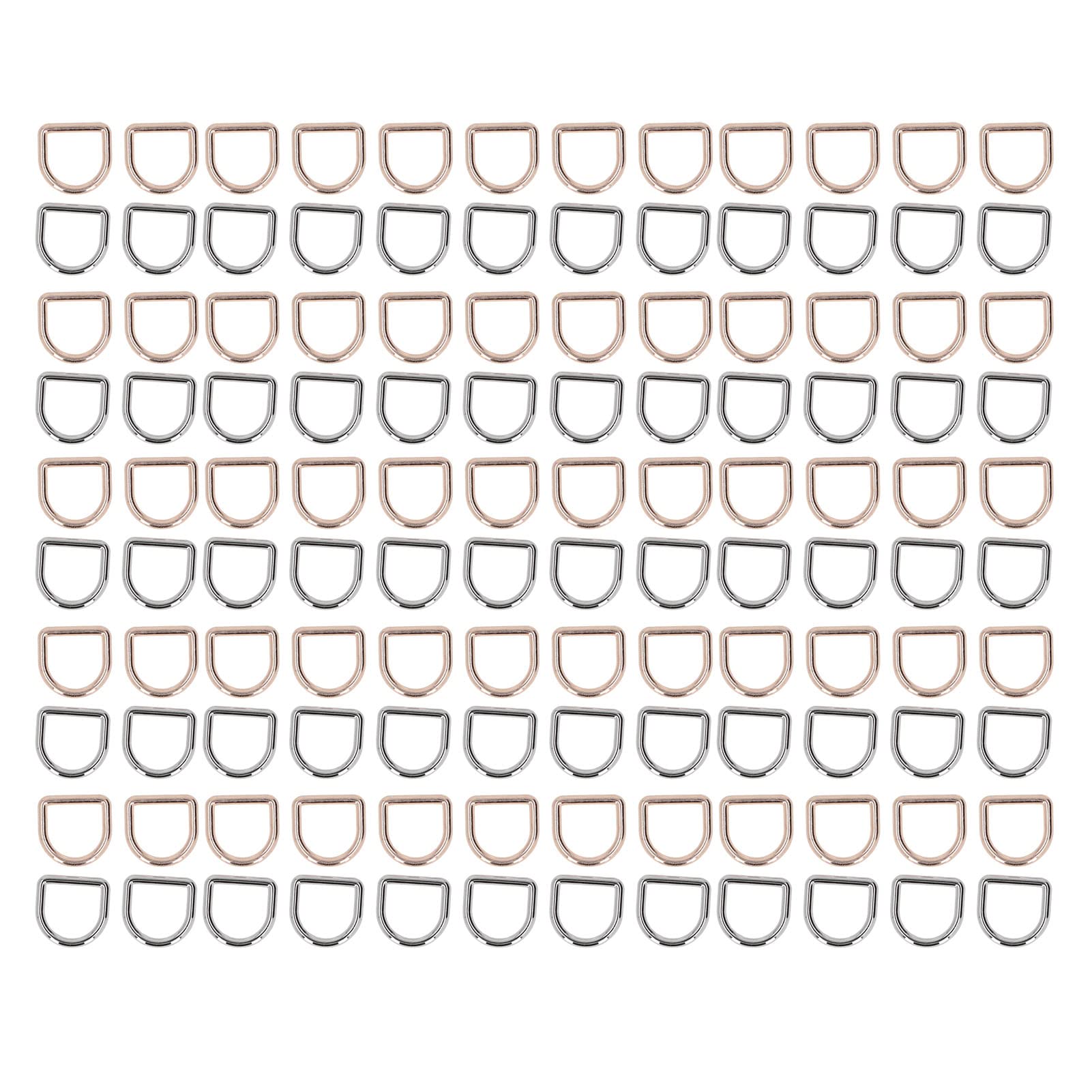 120Pcs Metal D Rings, Gold Silver Proof Integrated Interface Strong Load Bearing D Shaped Buckle Clips for DIY Handcrafts Key Chains Belts Accessories
