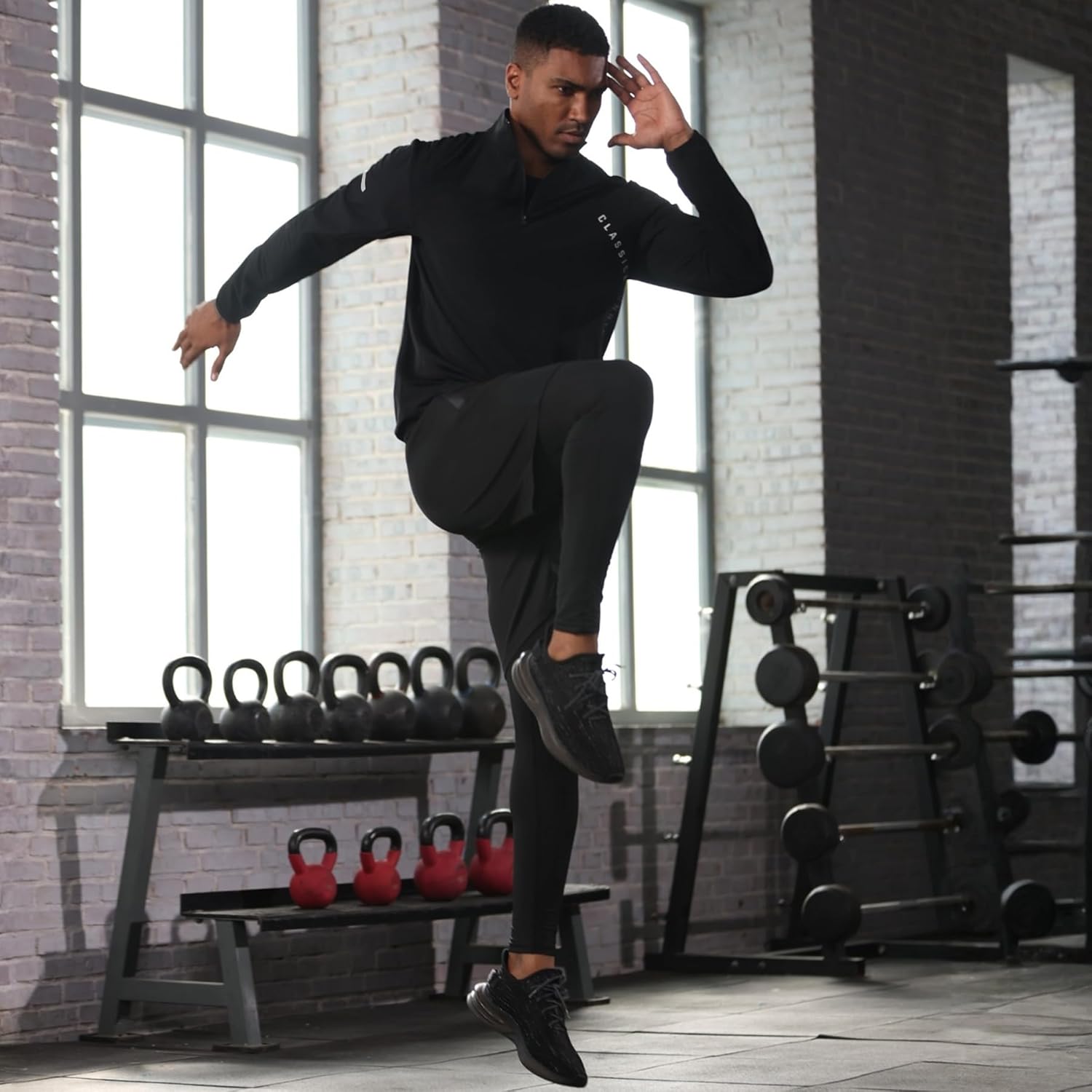 BUYJYA 5Pcs Men's T Shirts Workout Long Sleeve Athletic Zip Pocket Shorts Jackets Compression Pants Gym Clothes - Image 5