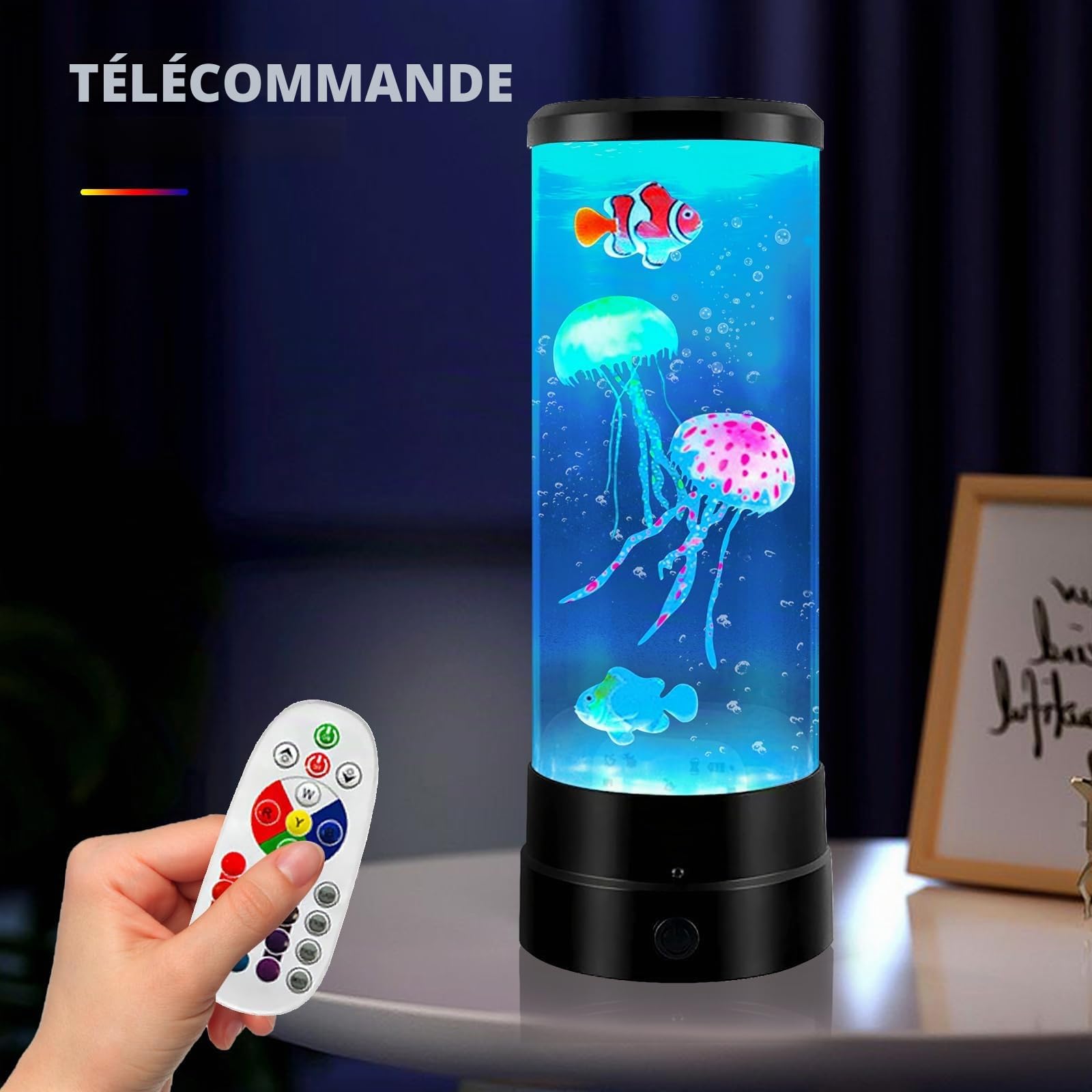 BORDEAG Byzesty Lampe méduse, lampe à lave, méduses, lampe à lave, lampe à méduses, lampe LED 17 couleurs, lampe d'aquarium pour lumière d'ambiance, veilleuse, décoration de la maison