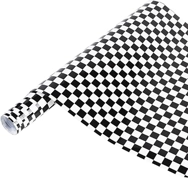 Check Flag HTV Vinyl Roll - 12 x 8ft Checkerboard Heat Transfer Vinyl Racing Flag Patterned HTV Vinyl for Fabric Checker Iron on Vinyl