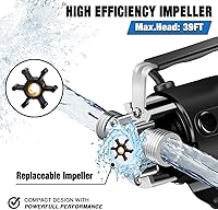 Vista 3 de Bomba de Transferencia de Agua, 115V 330GPH Bomba de Agua Eléctrica Portátil de Utilidad con Kit de Manguera de Agua de 6', Eliminación de Agua