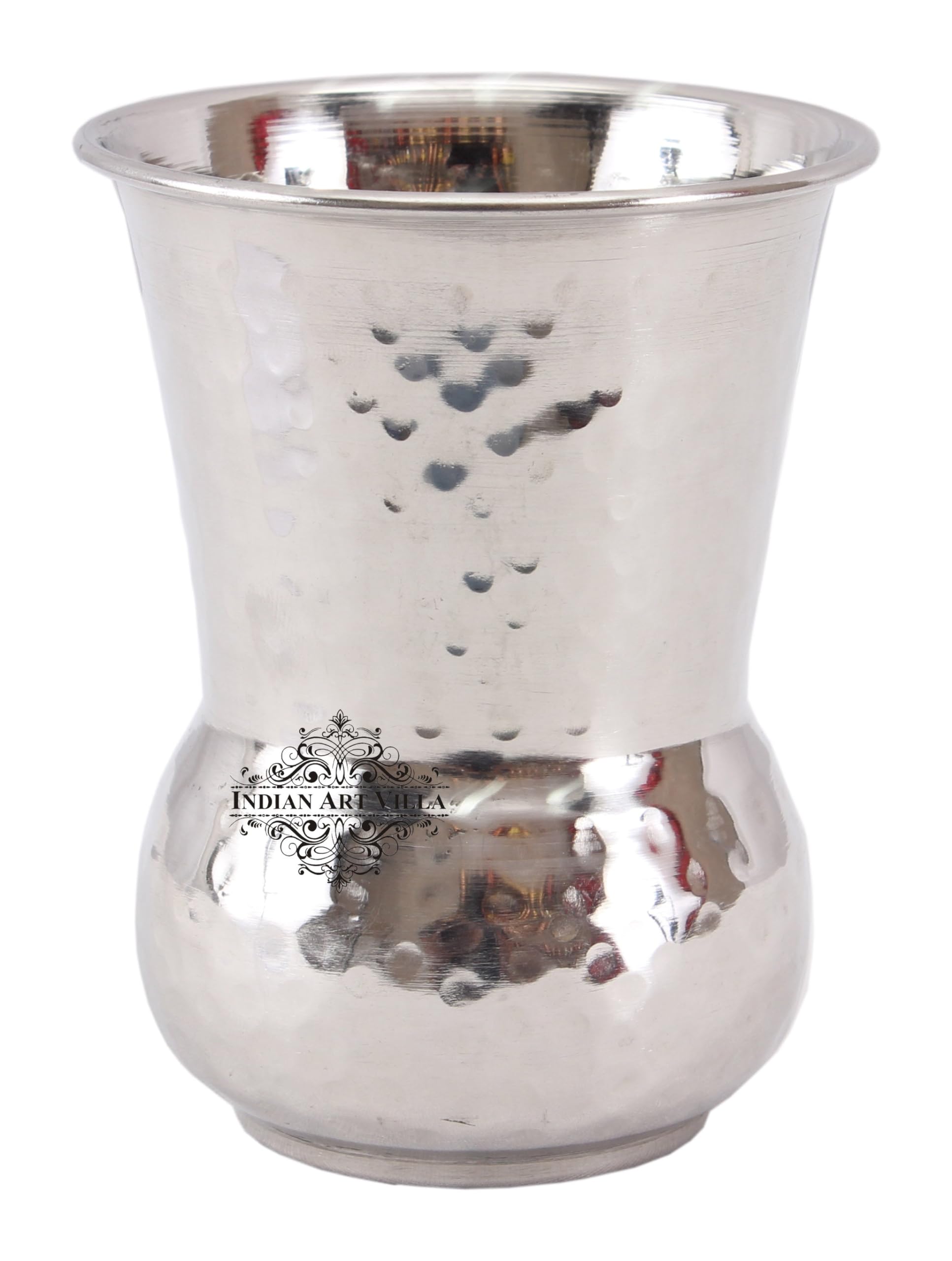 Indian Art Villa Steel Mathat glass with hammered design Set of 6 Tumbler Drinkware and serveware Home Restaurant