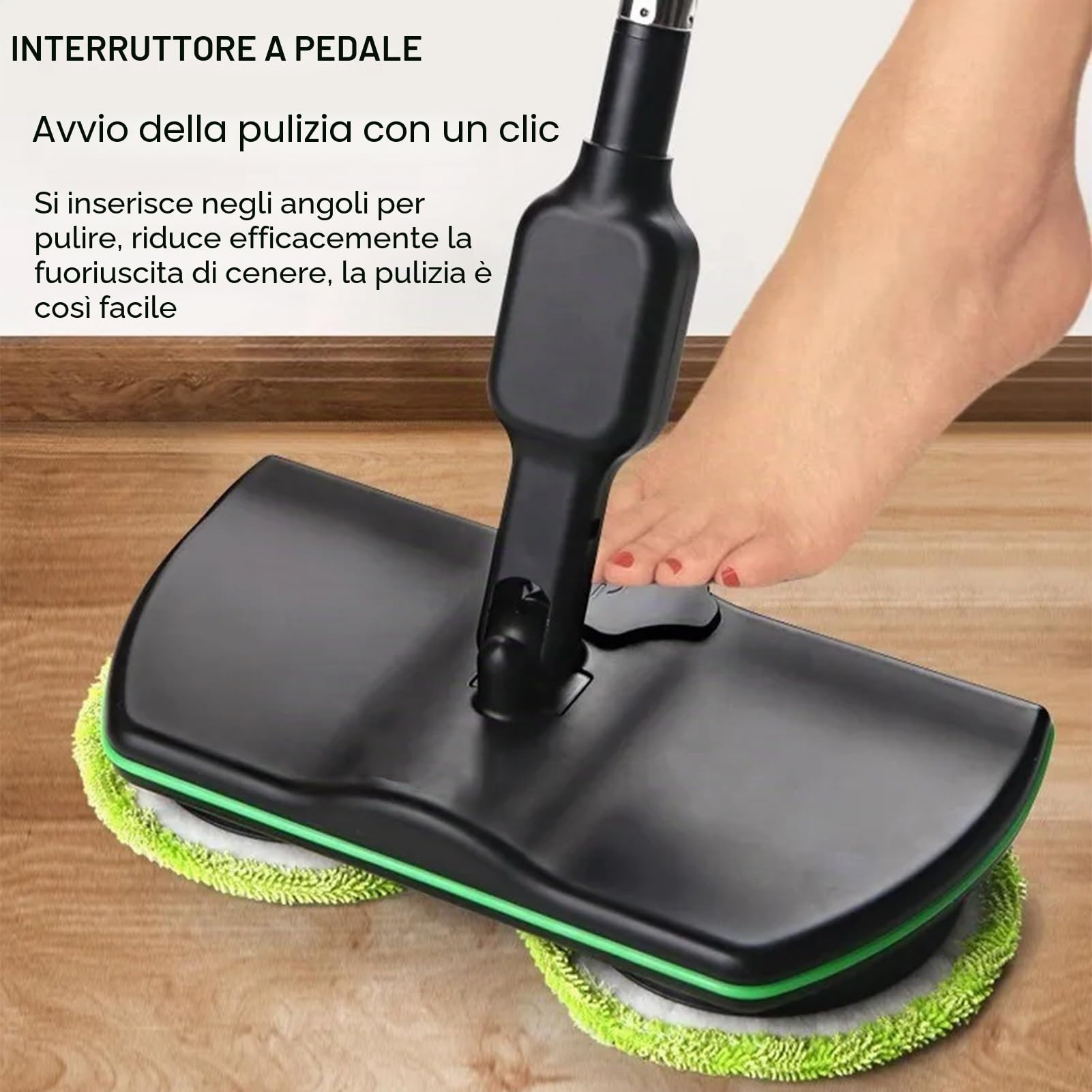 Mocio elettrico senza fili e scrubber, pulitore rotante per la pulizia della casa, lucidatrice per pavimenti con cuscinetto di ricambio