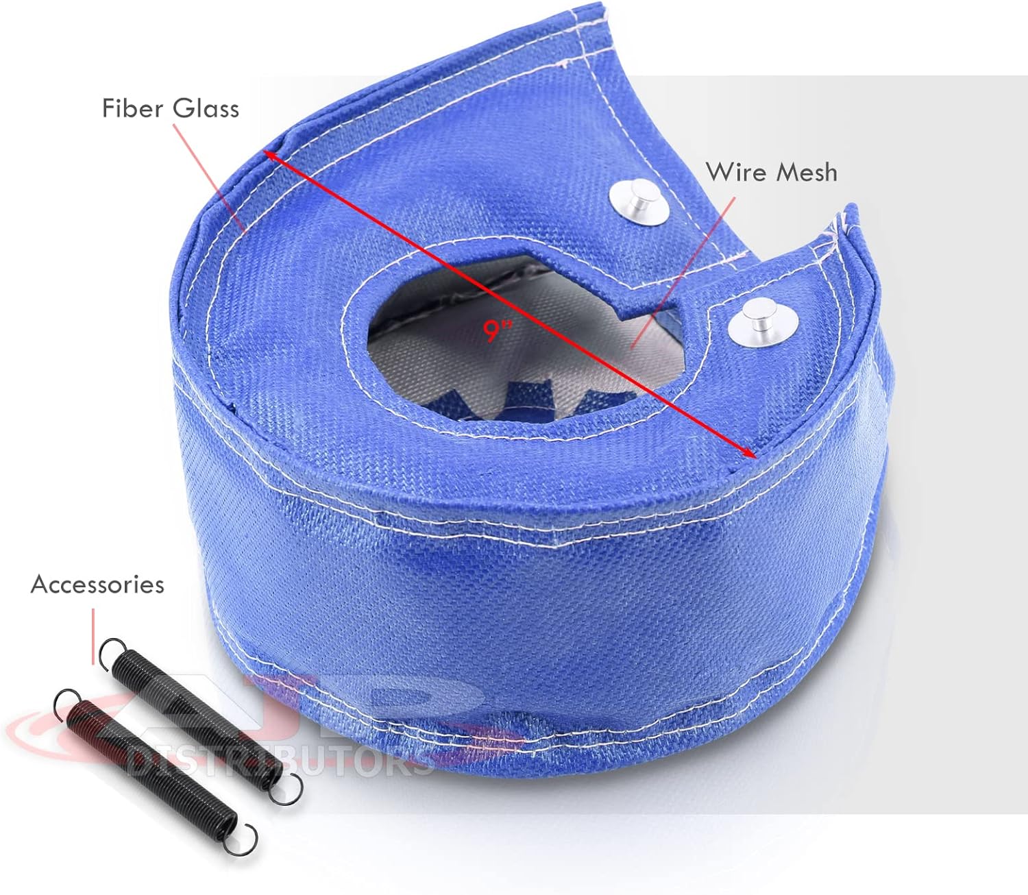 AJP Distributors Turbo Charger Exhaust Turbocharger Heat Shield Wrap Blanket Cover Barrier Jacket Mesh Fiber Glass Blue Compatible/Replacement For T4 GT30 GT32 GT35 GT37 GT40 GT42 GT45 GT46 GT47 GT55