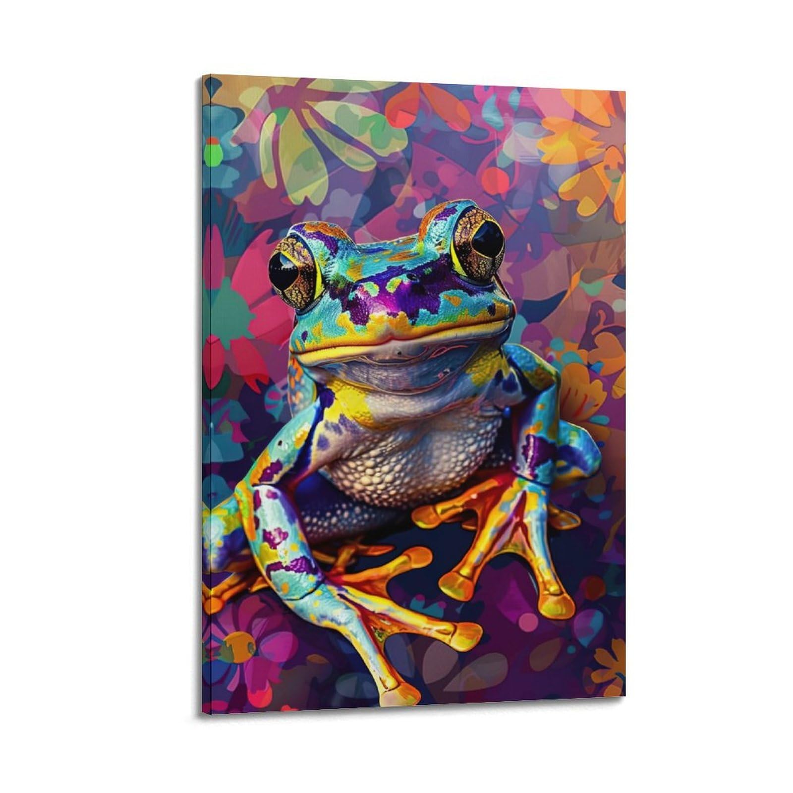 CXHJCA Animal Poster Colourful Frogs Poster Decorative Painting Canvas Wall Posters And Art Picture Print Modern Family Bedroom Decor Posters 20x30inch(50x75cm)