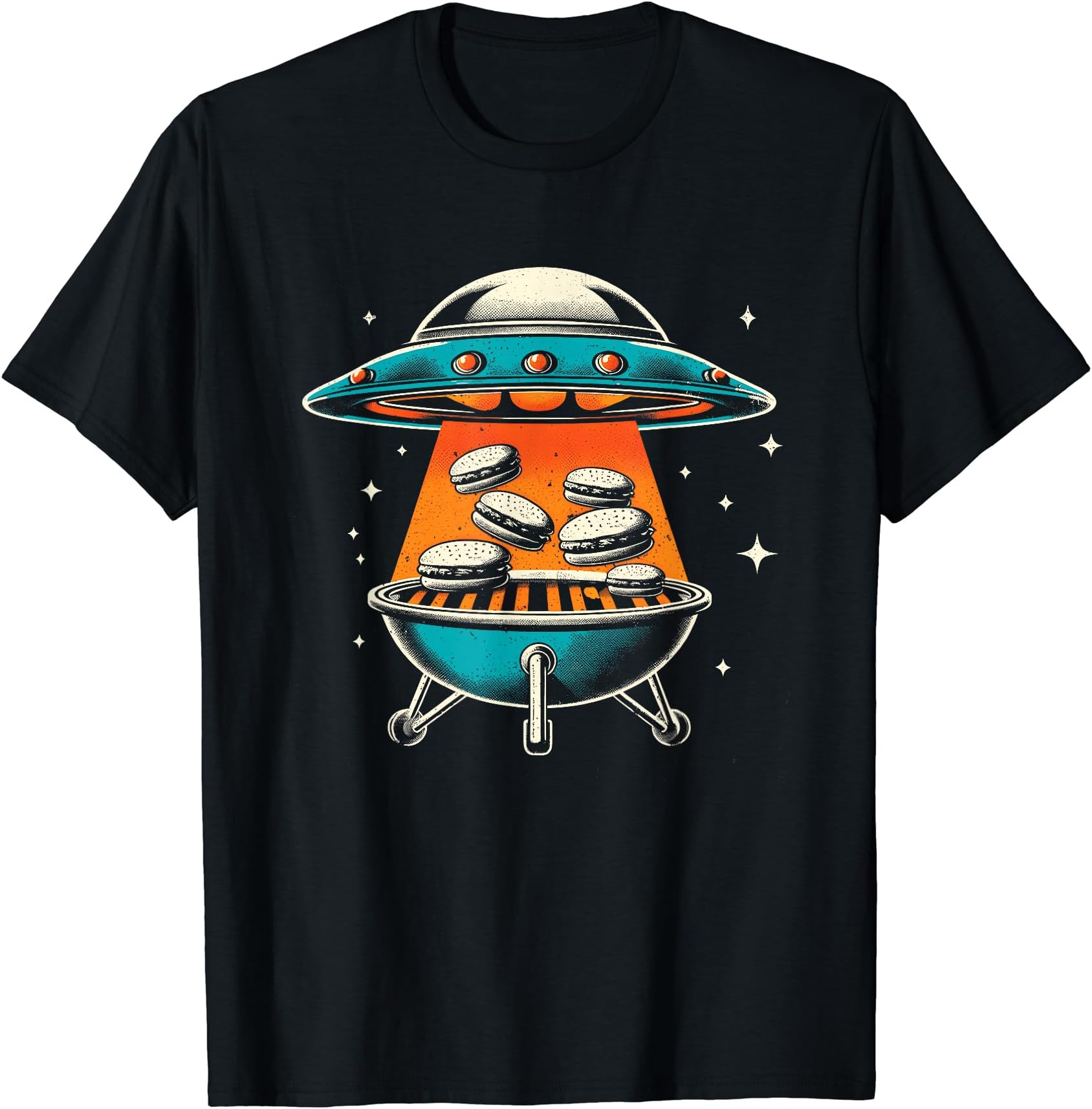 Burger UFO Alien Abduction - Funny BBQ Grill Space Lover T-Shirt