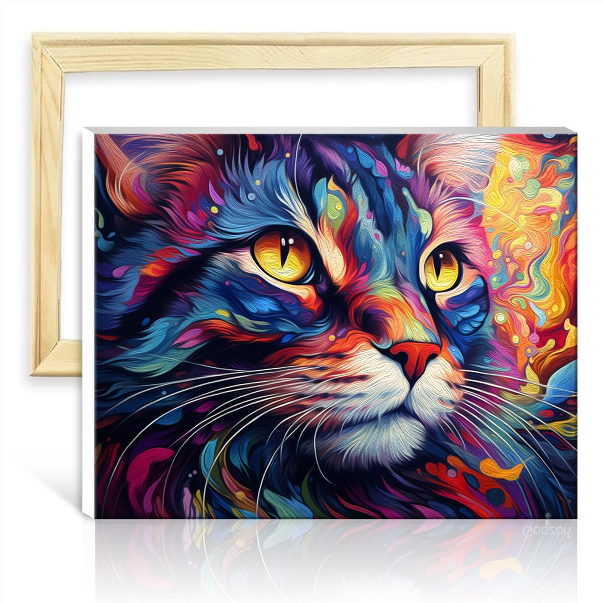 TANGFEIY Painting by Numbers Kits Cat Oil Painting Paint by Numbers Kits Adult and Kids with Brushes and Acrylic Pigment on for Wall Decor with Frame(30x40cm)