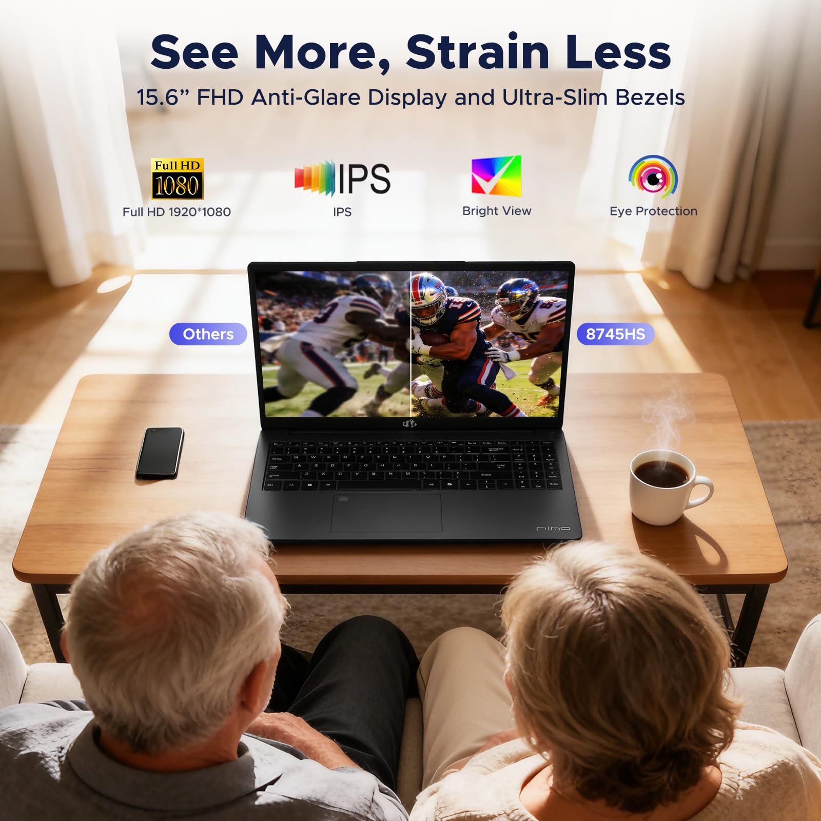 NIMO 15.6" AI-Productivity Light Gaming-Laptop, AMD Ryzen 7 8745HS Radeon 780M (Beat R9 7940HS), 64GB DDR5 2TB SSD, USB4 100W USB-C PD for Creative Projects, College Creators & AI Work, 2Yr-Warranty image 5