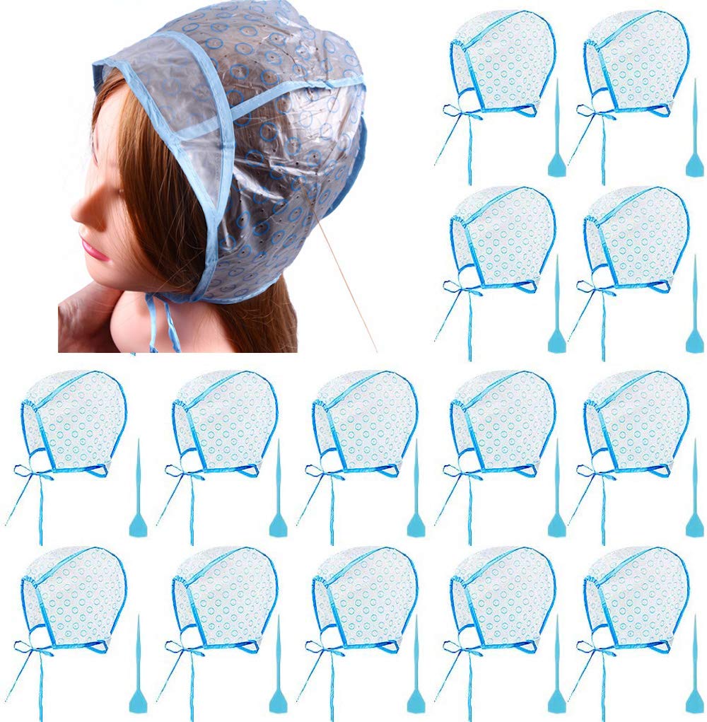 15 Pack Hair Coloring Highlighting Cap with 15 Pcs Plastic