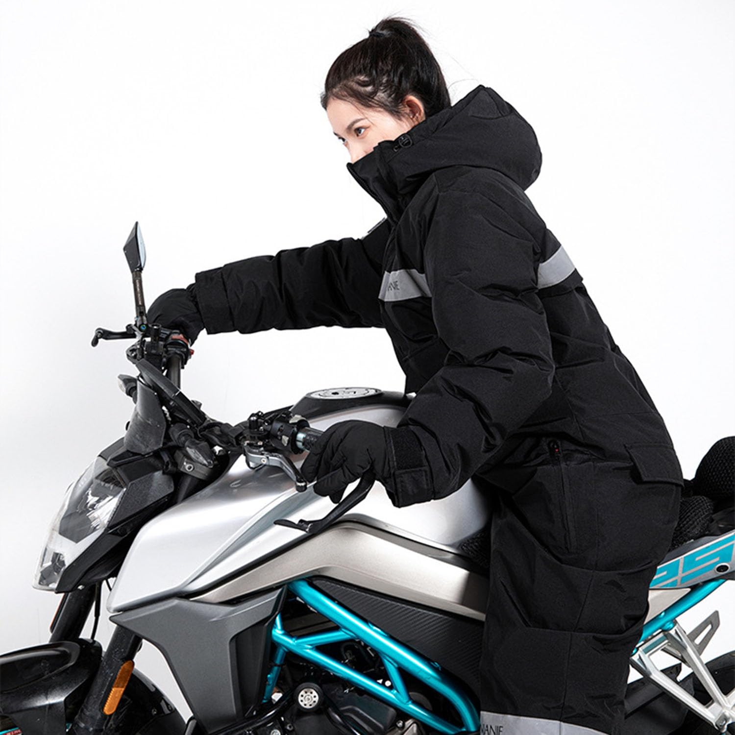 KYOFIS Traje De Nieve Mono De Esquí Aislado, Ropa De Moto A Prueba De Viento, Traje De Rescate Traje De Nieve, Impermeable A Prueba De Viento, for Adultos/Hombres/Mujeres(Black,XXX-Large)