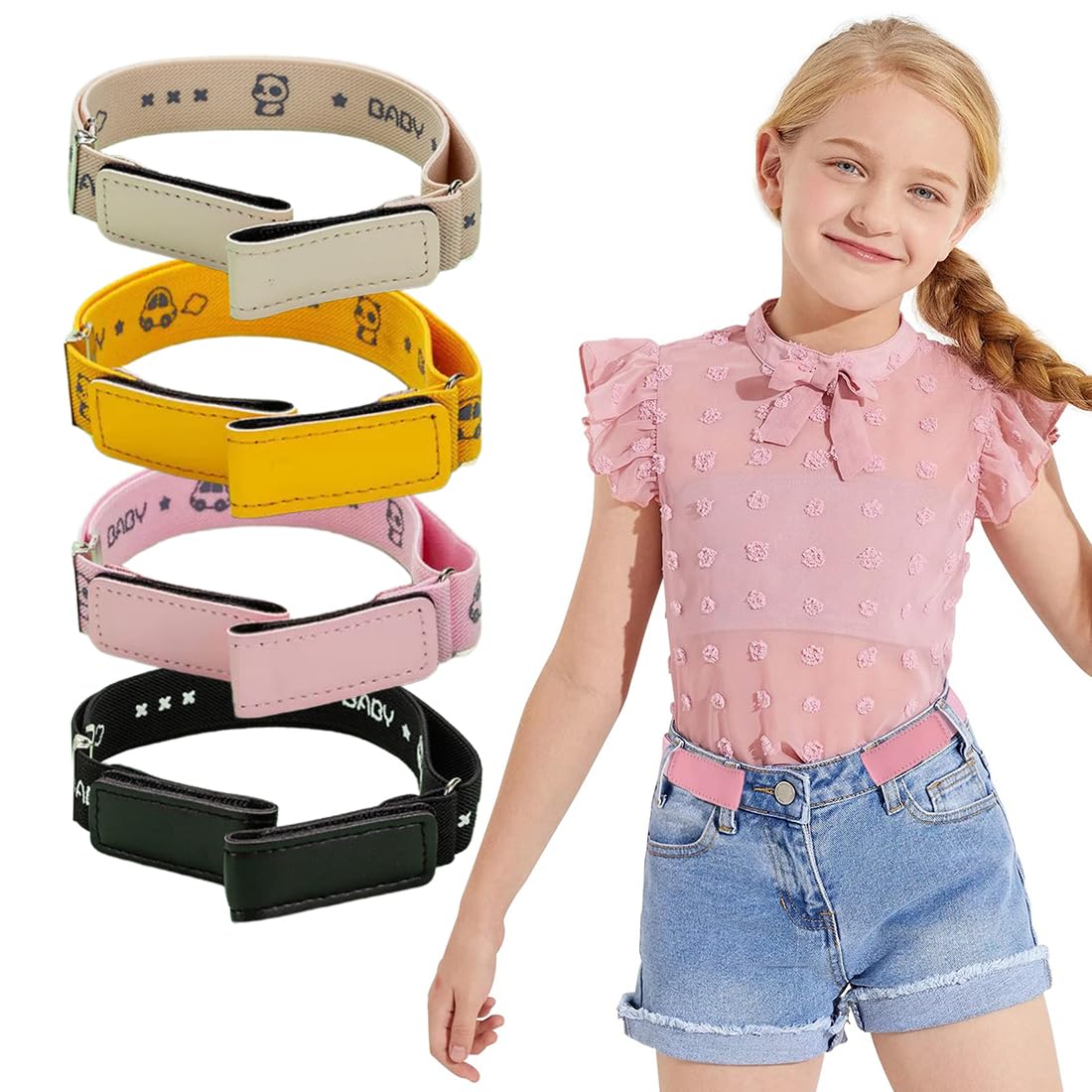 4 Stück Einstellbarer Kindergürtel,Elastischer Gürtel Kinder,für Jungen Mädchen Jeans Shorts Hosen Kleid