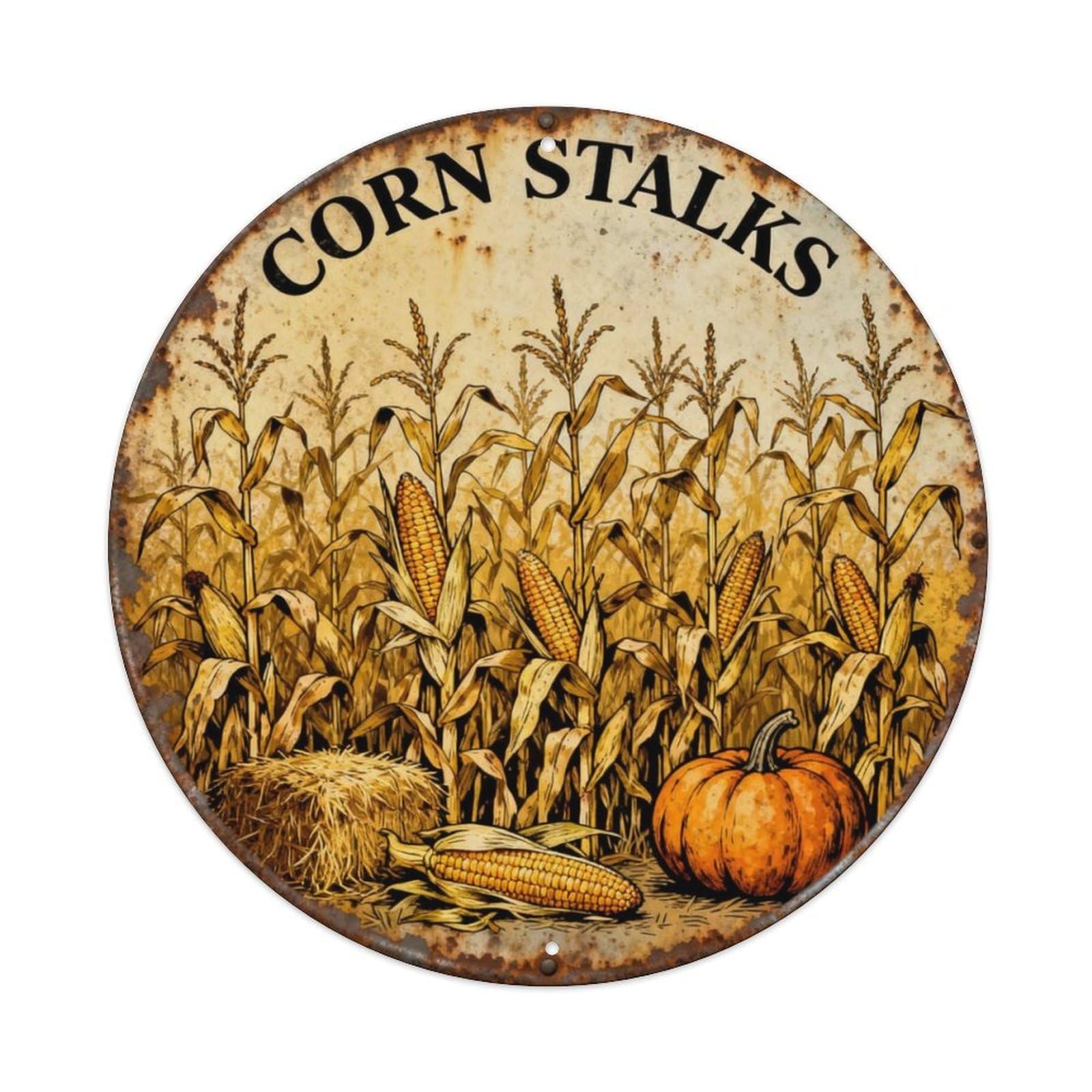 CORN STALKS Metal Tin Sign Plaque