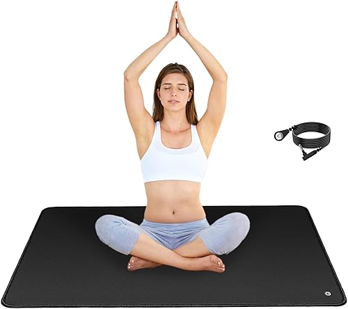 Alfombrilla de tierra con cable de conexión a tierra de 15 pies, almohadilla de tierra para pies, para aliviar el estrés, terapia conectada a