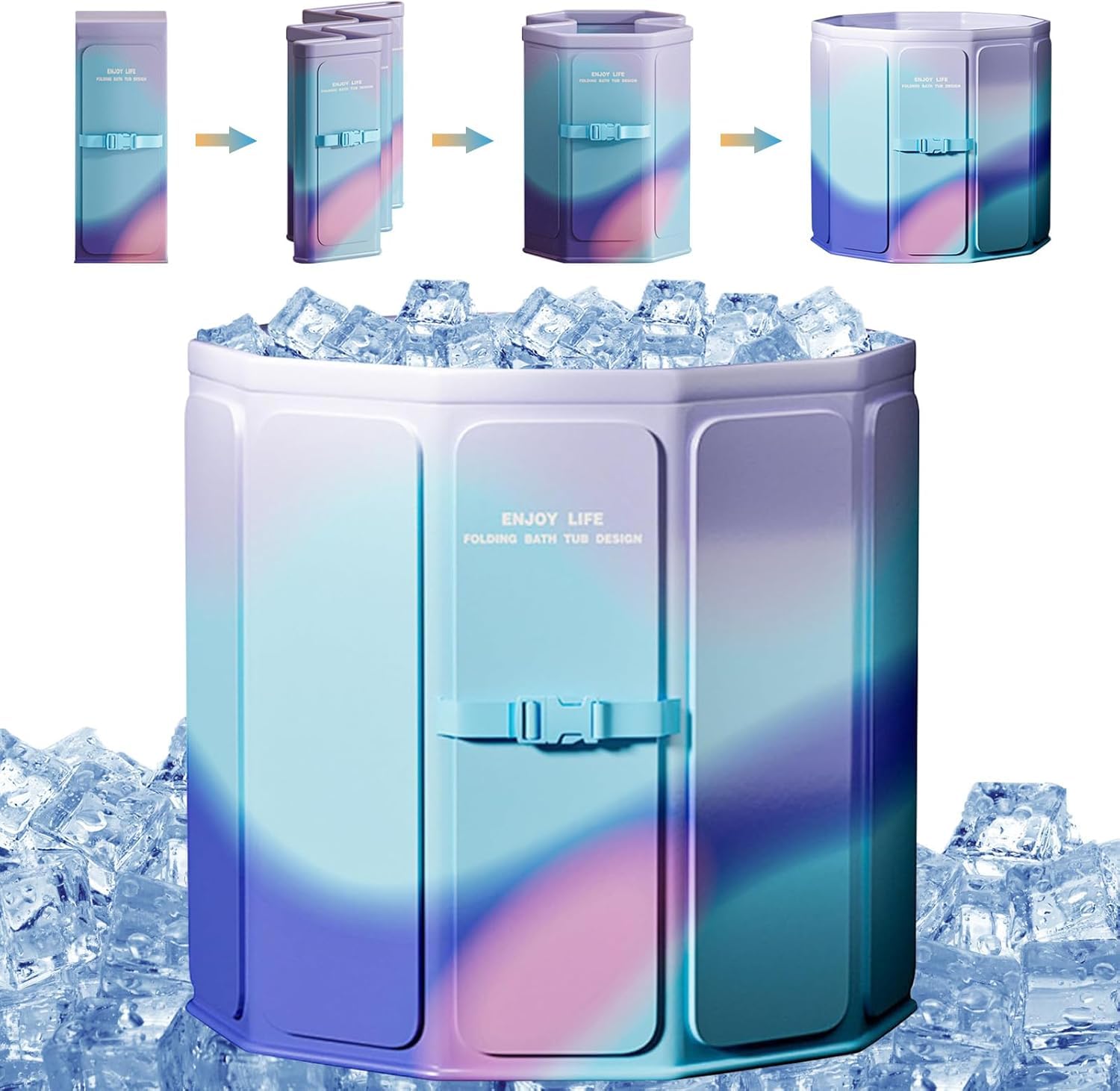 Luteti Portable Foldable Ice Bath Tub for Athletes, Cold Plunge Tub, Fast Muscle Recovery, Cold Water Therapy, Folding Ice/Hot Bath Tub for Home Outdoors Gyms, Large Capacity