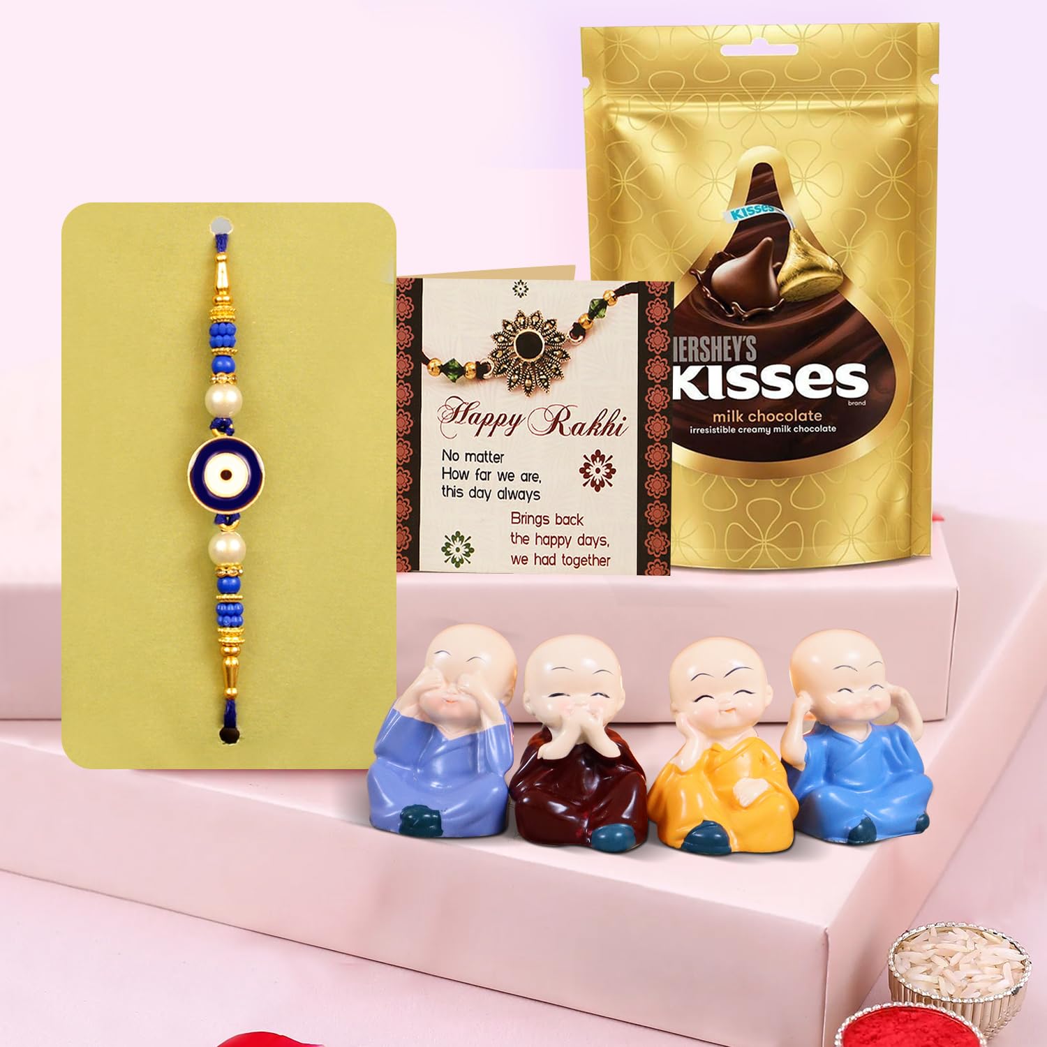 TIED RIBBONS Rakhi Gift for Brother with Chocolates Combo Gift - Premium Rakhi for Brother Bhaiya Men with Idol and Hersheys Kisses Chocolates Pack (B0B6CM1WNG) Amazon Price History, Amazon Price Tracker