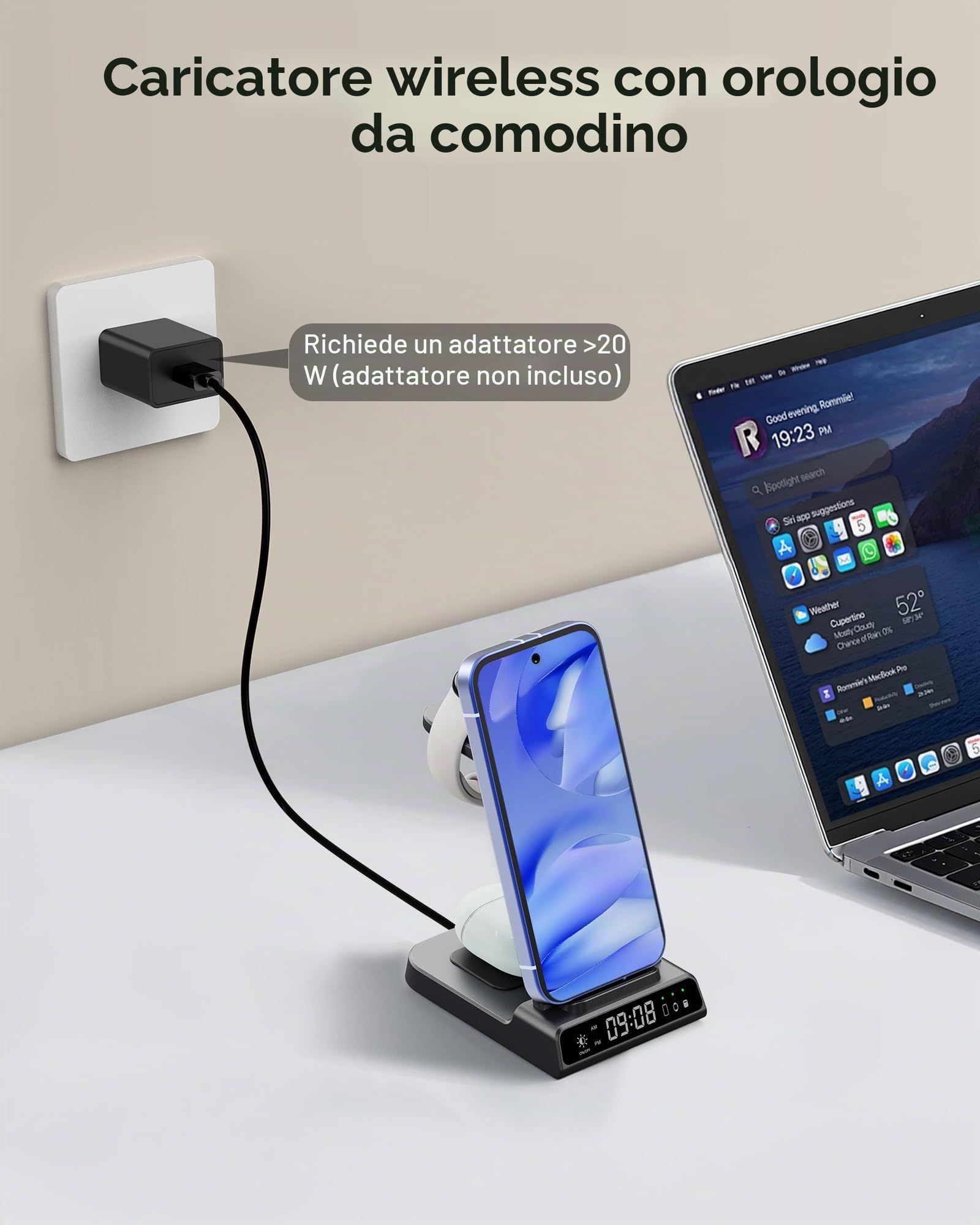 SwanScout Caricatore Wireless per Google Pixel Watch 3/2/Fitbit Versa 4/3, Stazione di Ricarica per Google Pixel 10a/10 Pro/10 Pro XL/10/9/9a/8/7/6/5, Ricarica Wireless Buds(Not for Pixel Watch 4/1)