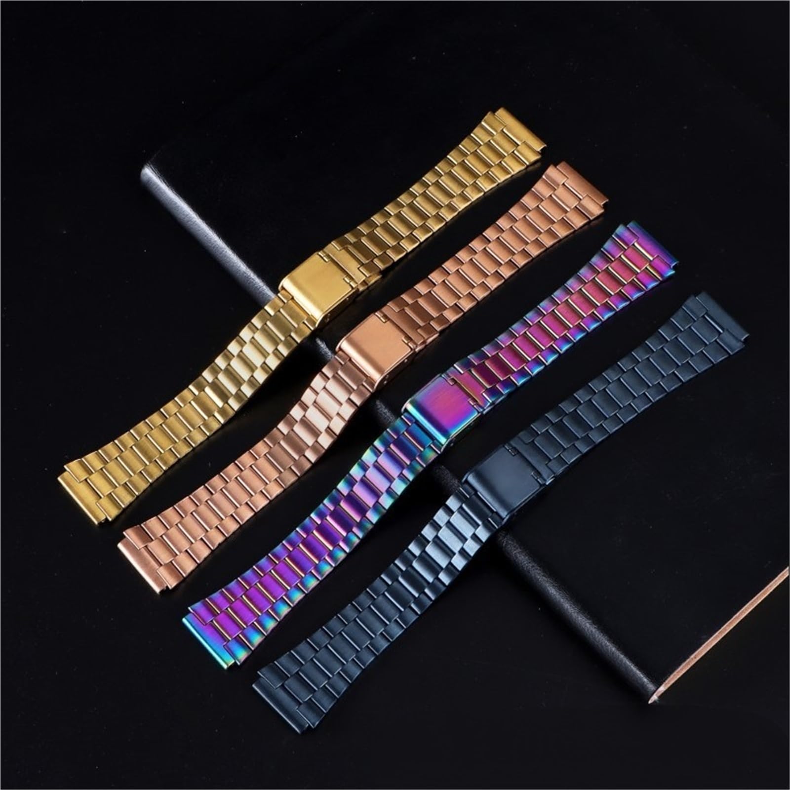 Schnellverschluss-Edelstahlarmband für Herren, Smartwatch, Metallarmband, 13 mm, 18 mm, Gold, 18 mm