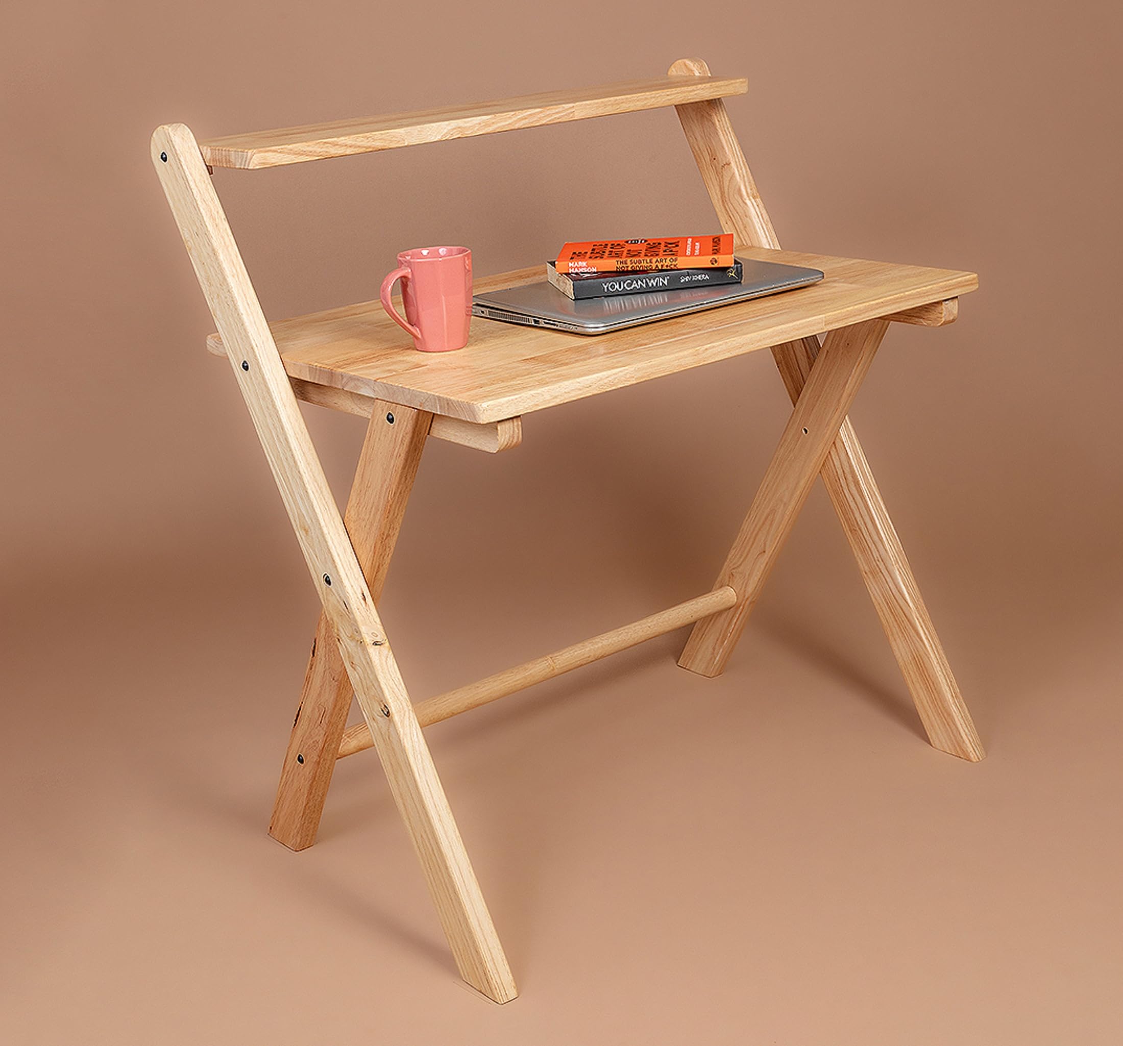 WOODTRENDZ Study Nook: Stylish Rubberwood Study and Laptop Table - [Natural Variant]