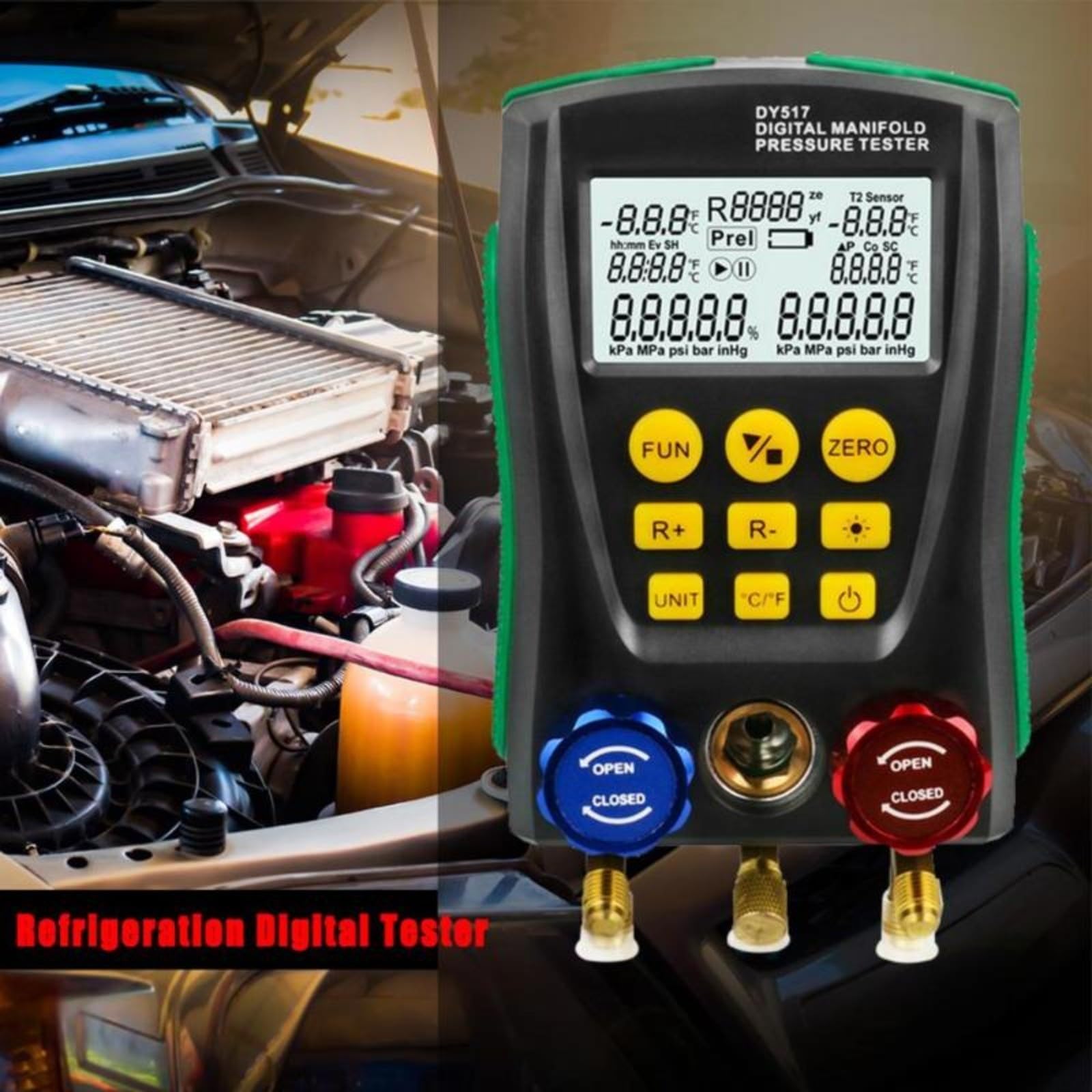 Manómetro digital de presión de CA Manómetro de vacío para R134a R502 LCD retroiluminado para Testo 550 y para modelos Testo 549, rango de temperatura de -50 a 150 °C (A)