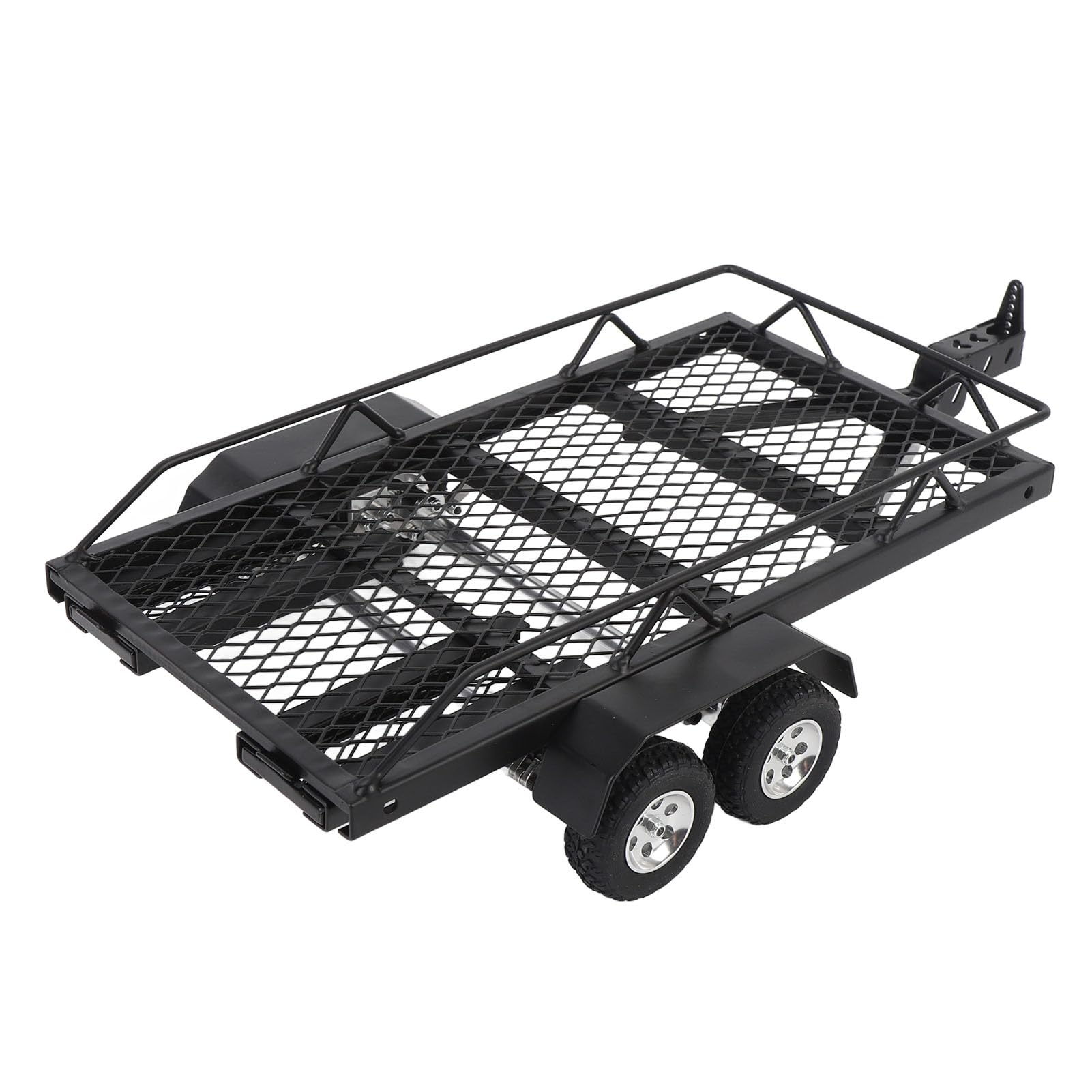 RC-Metall-Pritschenanhänger mit und Rampe, universeller Doppelachser, robuster Bausatz, Transportträger, Transportzubehör, Upgrade für 1/24 RC-Raupenwagen