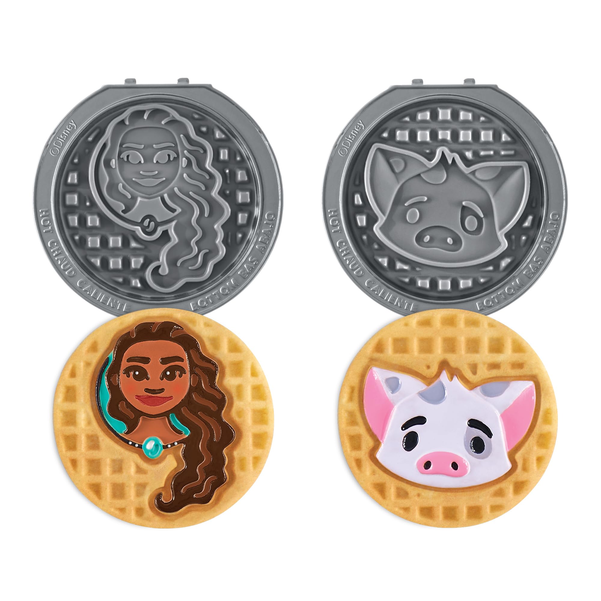 Dash MultiMaker® Mini System Removable Plate Set - Ceramic, Nonstick Replacement Plates for Fun-Shaped Waffle Breakfast - Waffle Maker Not Included - 4-Inch - Two-Pack - Moana &amp; Pua