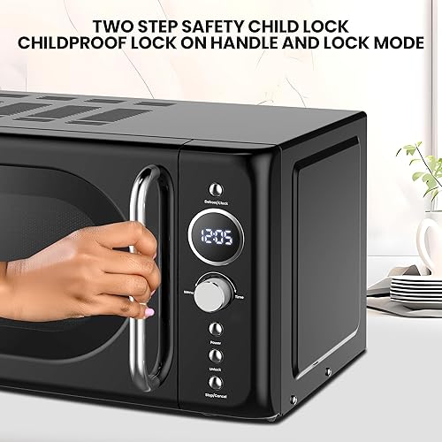 Miniatura 5 de Total Chef Horno microondas retro 20L 0.7 pies cúbicos Inicio rápido y descongelación por pesotiempo 8 modos de cocción preestablecidos para