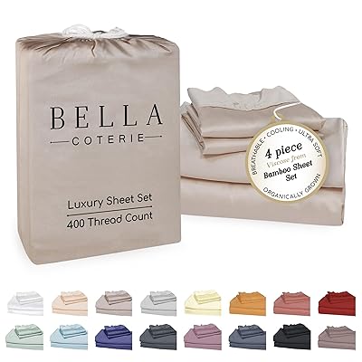 Bella Coterie Luxury Bamboo Viscose 34” Split Top King Size Sheet Set | 1 Fitted Sheet for Sleep Number & Adjustable Beds | 100% Organically Grown | Cooling & Soft | 18” Deep Pocket [Slate Blue]