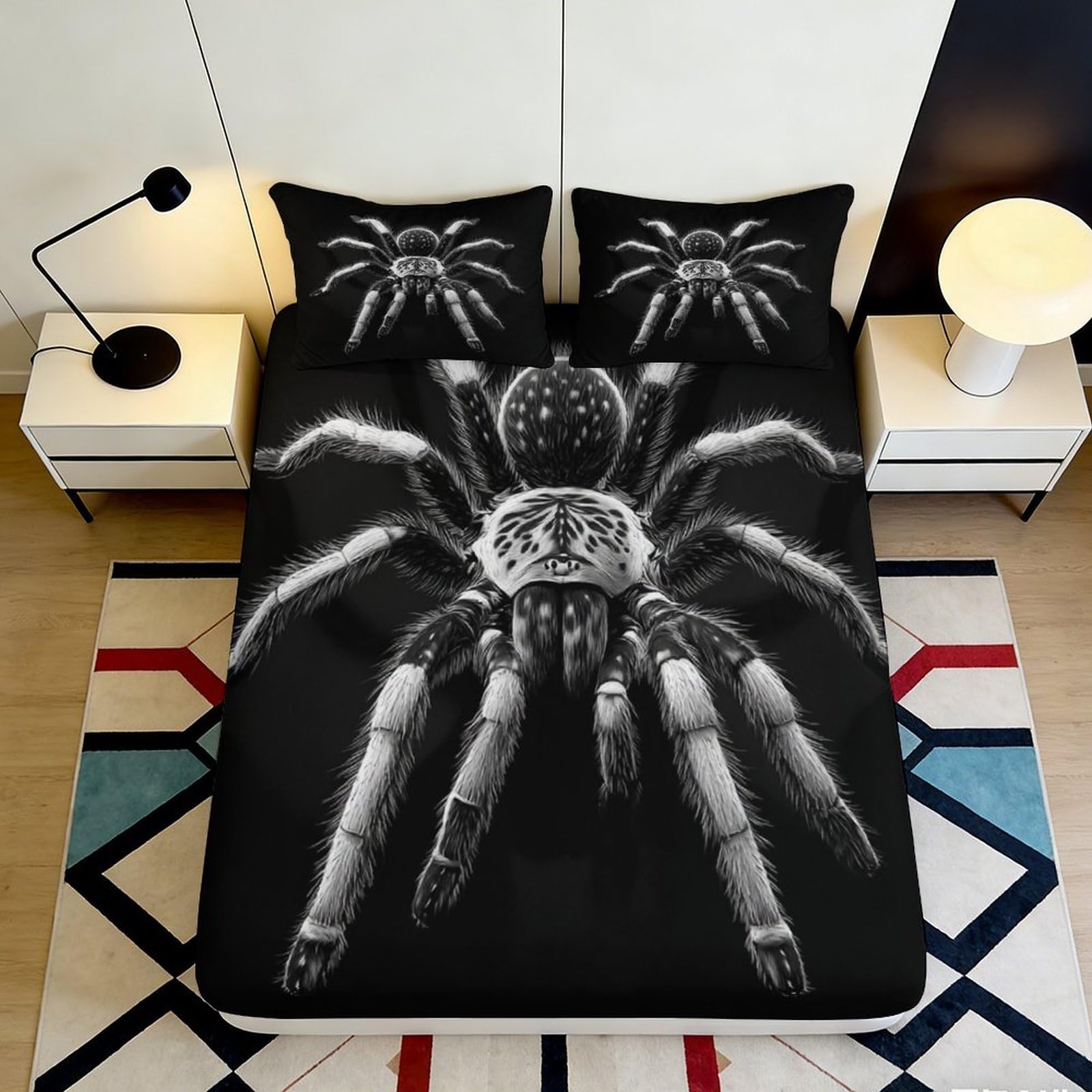 3D Printed Bull Skull Fitted Sheet Microfiber Deep Pocket Bedroom Bedding Tribal Bull Mattress Fitted Cover Non-Slip Washable for Adults 140x200x25cm