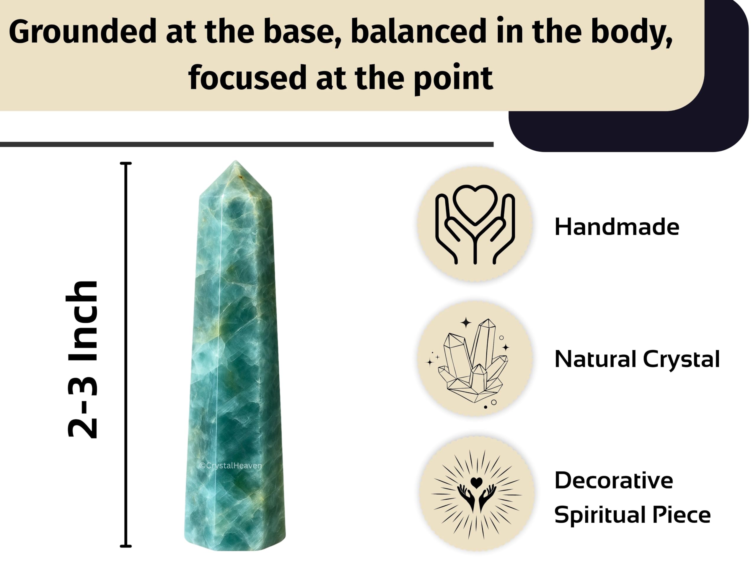 Crystal Heaven Certified Aquamarine Crystal Tower Obelisk Point For Chakra, Healing & Balancing-Aaa Grade Original Certified Gemstone Agate For Reiki Meditation Yoga Spiritual (2-3 Inches) 2