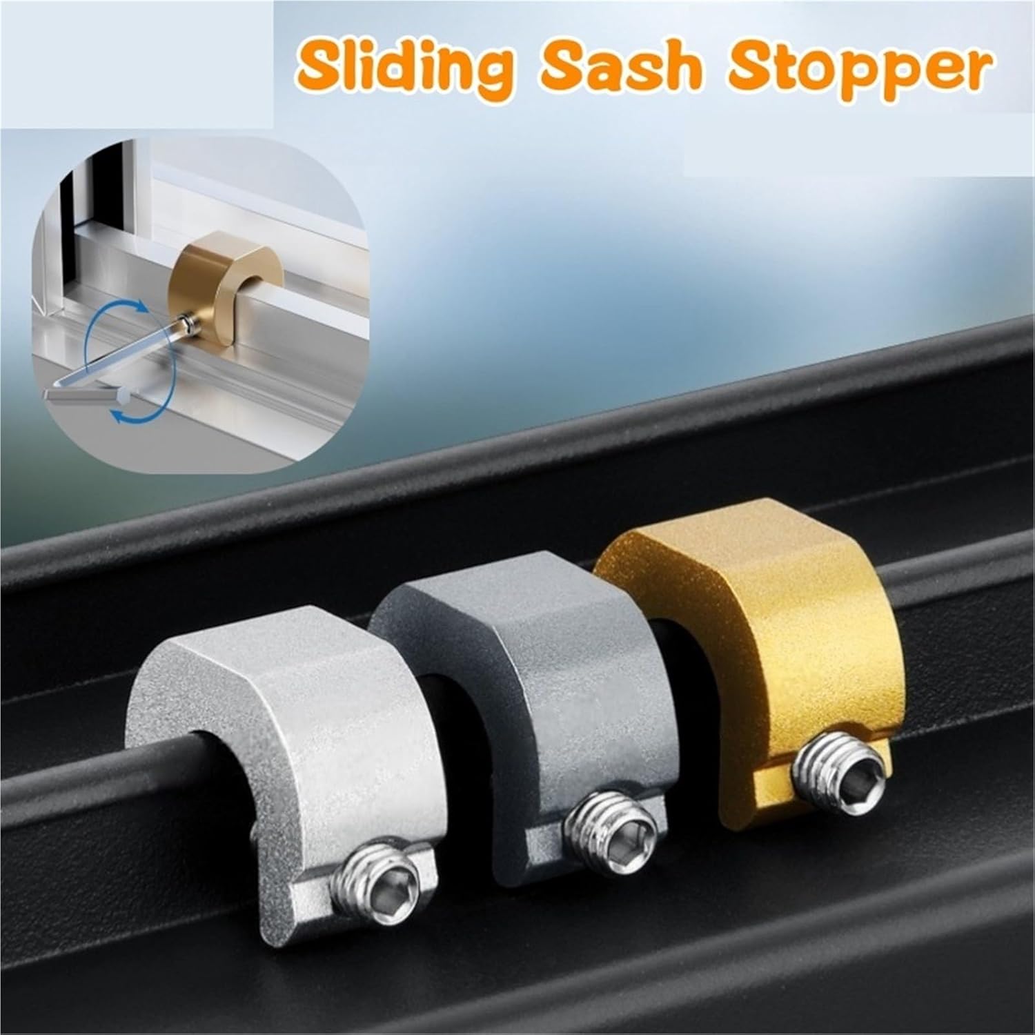 Sliding Window Door Locks 10 Pack Aluminum Alloy Multi Color Security Latch(Gold)