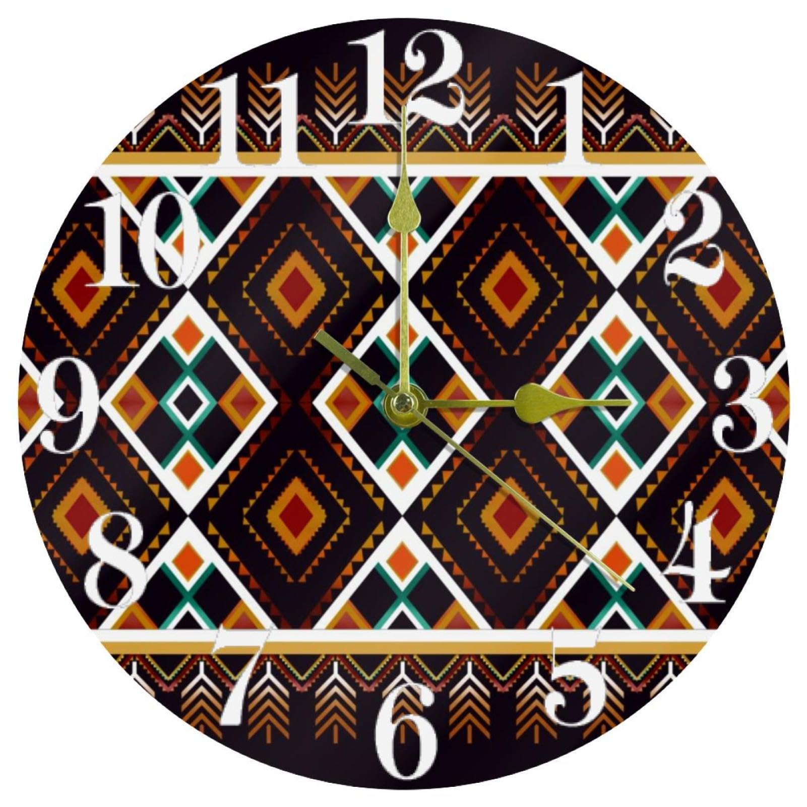 Horloge murale silencieuse sans tic-tac à quartz avec motif oriental