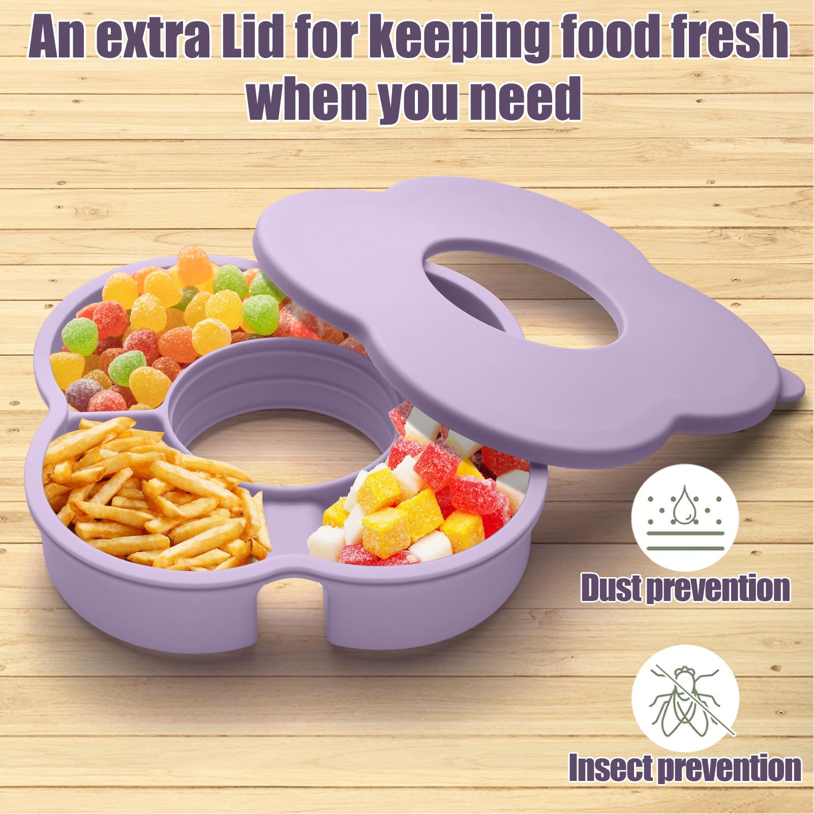 Snack Bowl with Lid for Stanley 40oz Tumbler with Handle, Silicone Reusable Snack Tray Snack Ring for Stanley Cup Accessories,: Zonyee Snack Bowl with Lid for Stanley 40oz Tumbler with Handle, Silicone Reusable Snack Tray Snack Ring for Stanley Cup Accessories, Lilac