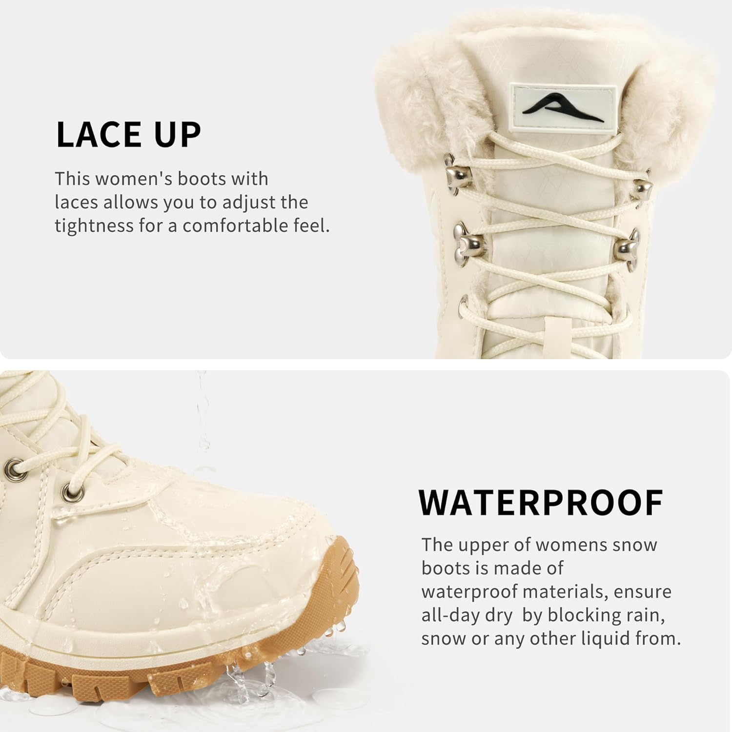 Zofre Women's Winter Snow Boots Comfortable Warm Fur Lined Outdoor Waterproof Non Slip Lightweight Mid Calf Booties for Walking