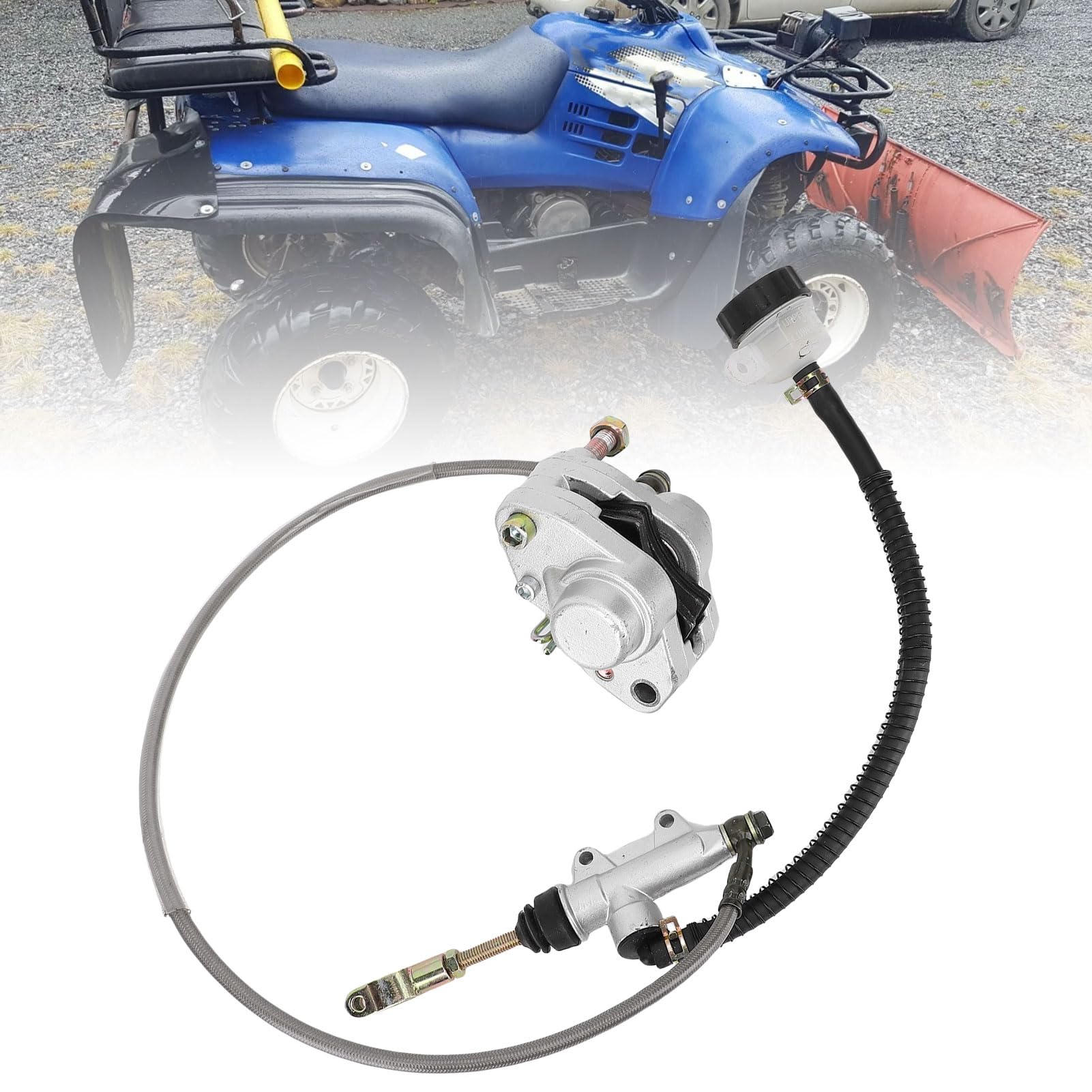 Cosiki Hauptbremszylinder, Powersports ATV-Hauptzylinder-Bremssattelbaugruppe mit Ölschlauch aus Metall, Verbesserte Stabilität, Bessere Kontrolle, Ersatz für Trail 325 330