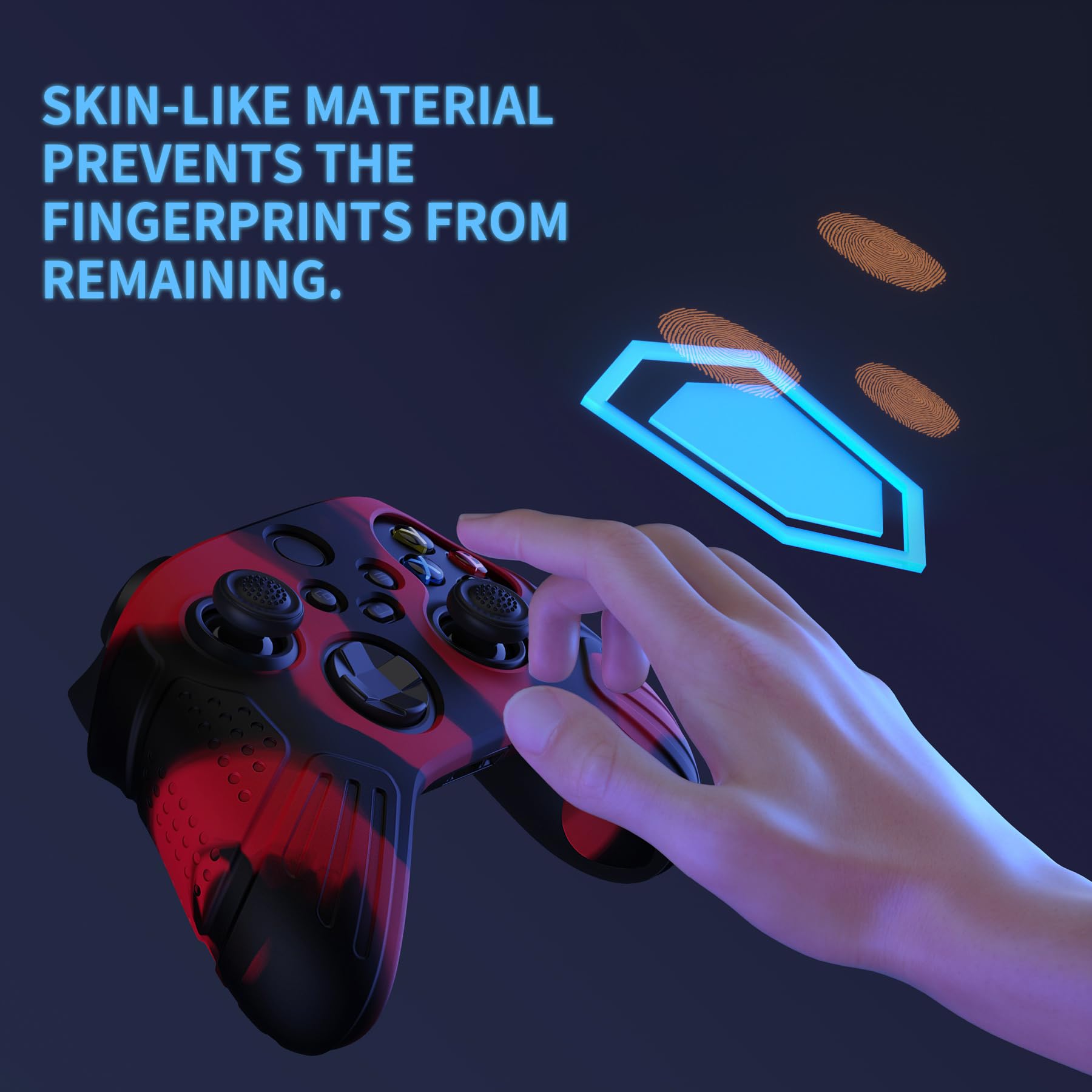 eXtremeRate PlayVital Funda de Silicona para Xbox Series X/S - Protector Antideslizante de Tacto Suave con 2 Tapas de Joystick, Material Duradero, Protección Completa - Edición Guardian (Rojo Negro)