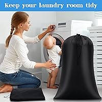 Vista 2 de Nuanchu 3 bolsas de lavandería extragrandes de 40 x 60 pulgadas, bolsa gigante de almacenamiento reutilizable multiusos para equipaje a prueba