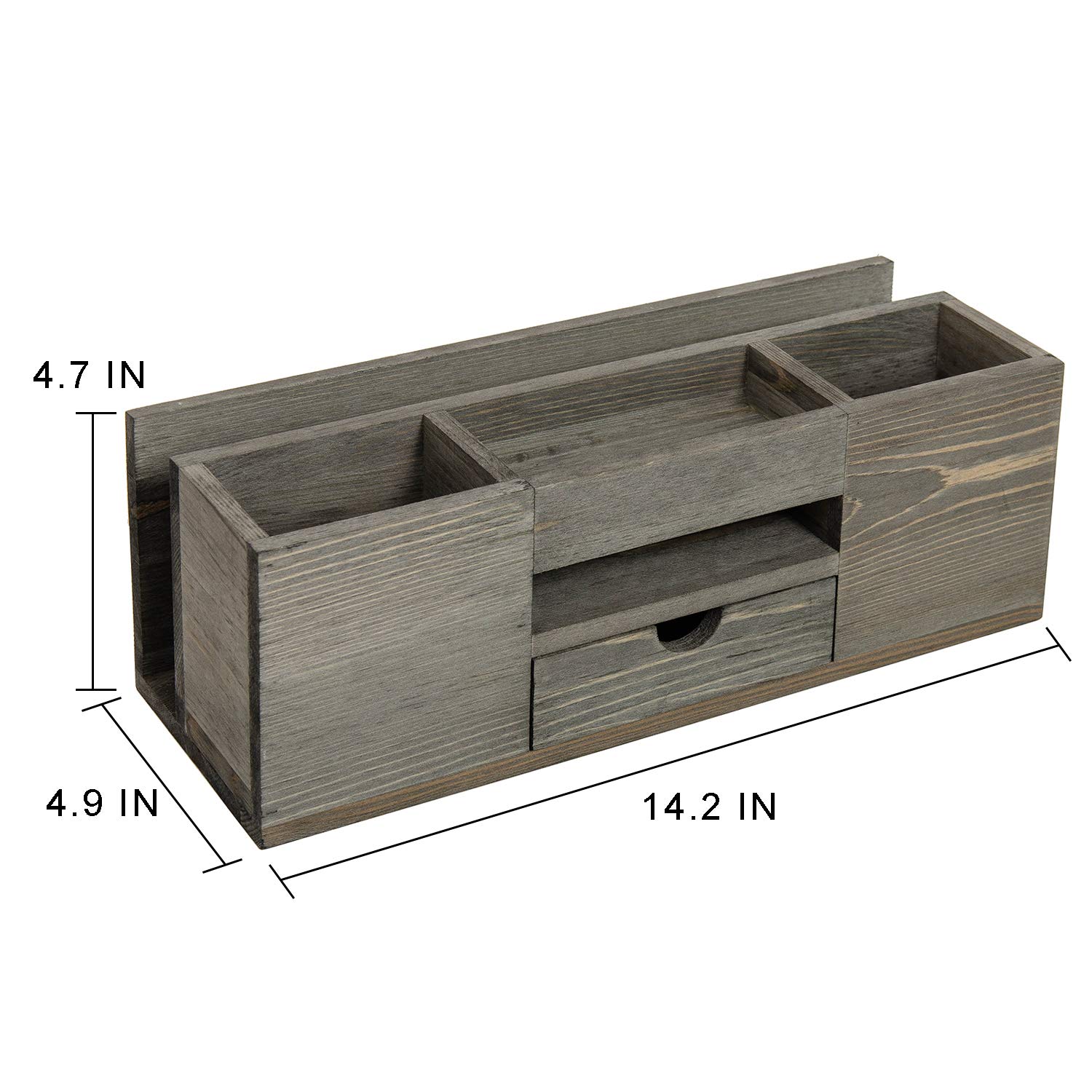 Liry Products - Organizador de escritorio de madera marrón, con múltiples compartimentos, estante de estante de mesa, gabinete de almacenamiento de madera, suministros de oficina, organizador de