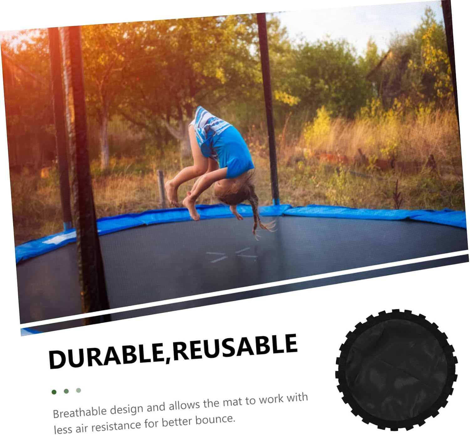 Round Trampoline Jumping Mat Replacement Woven Pad Trampoline Accessory for Outdoor Fun and Safety