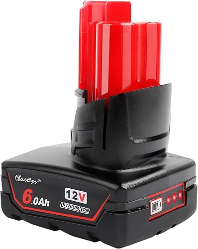 waitley Batería de repuesto de 12V 6Ah compatible con Milwaukee 6.0Ah batería de iones de litio 48-11-2411 48-11-2440 48-11-2402 Herramientas