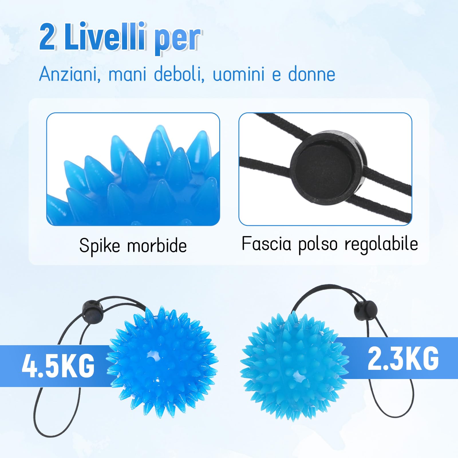 2PCS Pallina Antistress Mano Terapia - due gradi per Mano Massaggio, Riabilitazione Mano