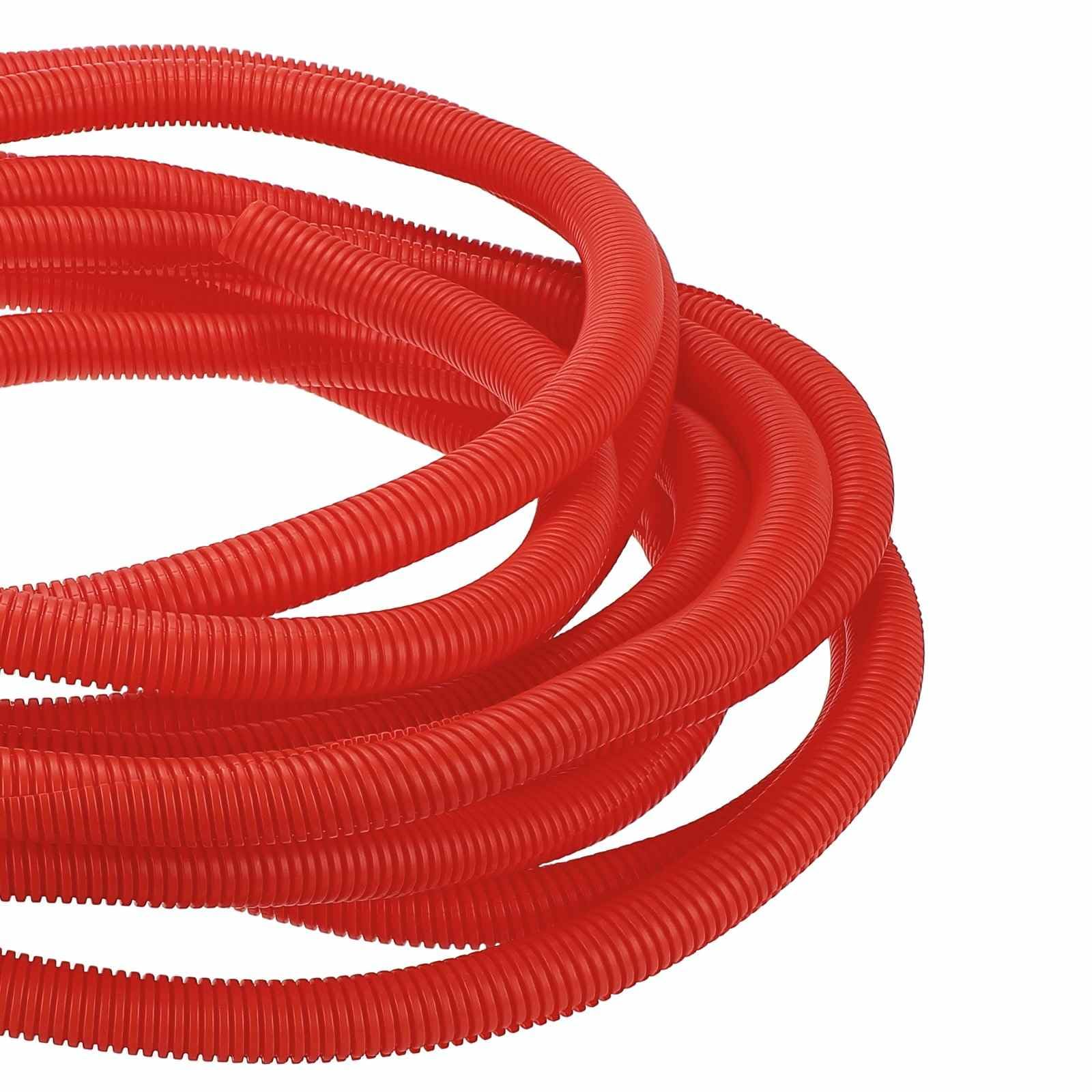 DMiotech 50ft Wire Loom Split Tubing 1 Inch, Cord Protectors from Pet Flexible Conduit Cable Management for Office Home Garden, Red