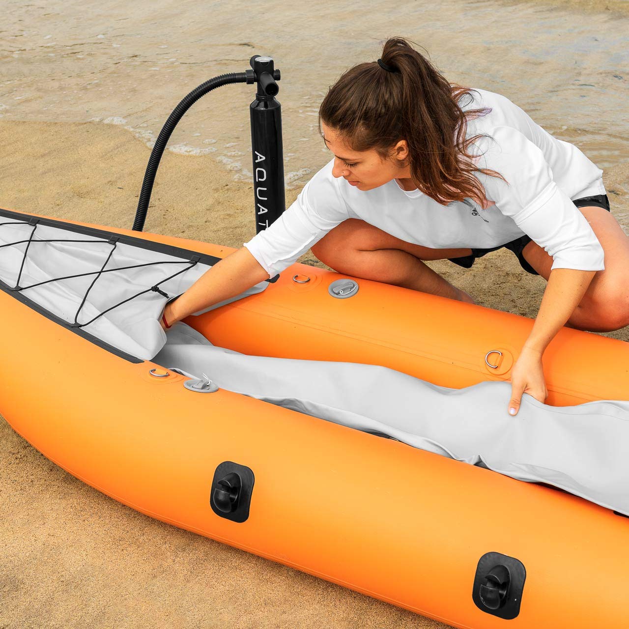 Kayak AQUATEC | Kayak inflable de aventura y pesca | Barco inflable disponible como Kayak individual o Kayak doble | Bolsa y paletas de kayak incluidos (Individual, Hudson (intermedio))