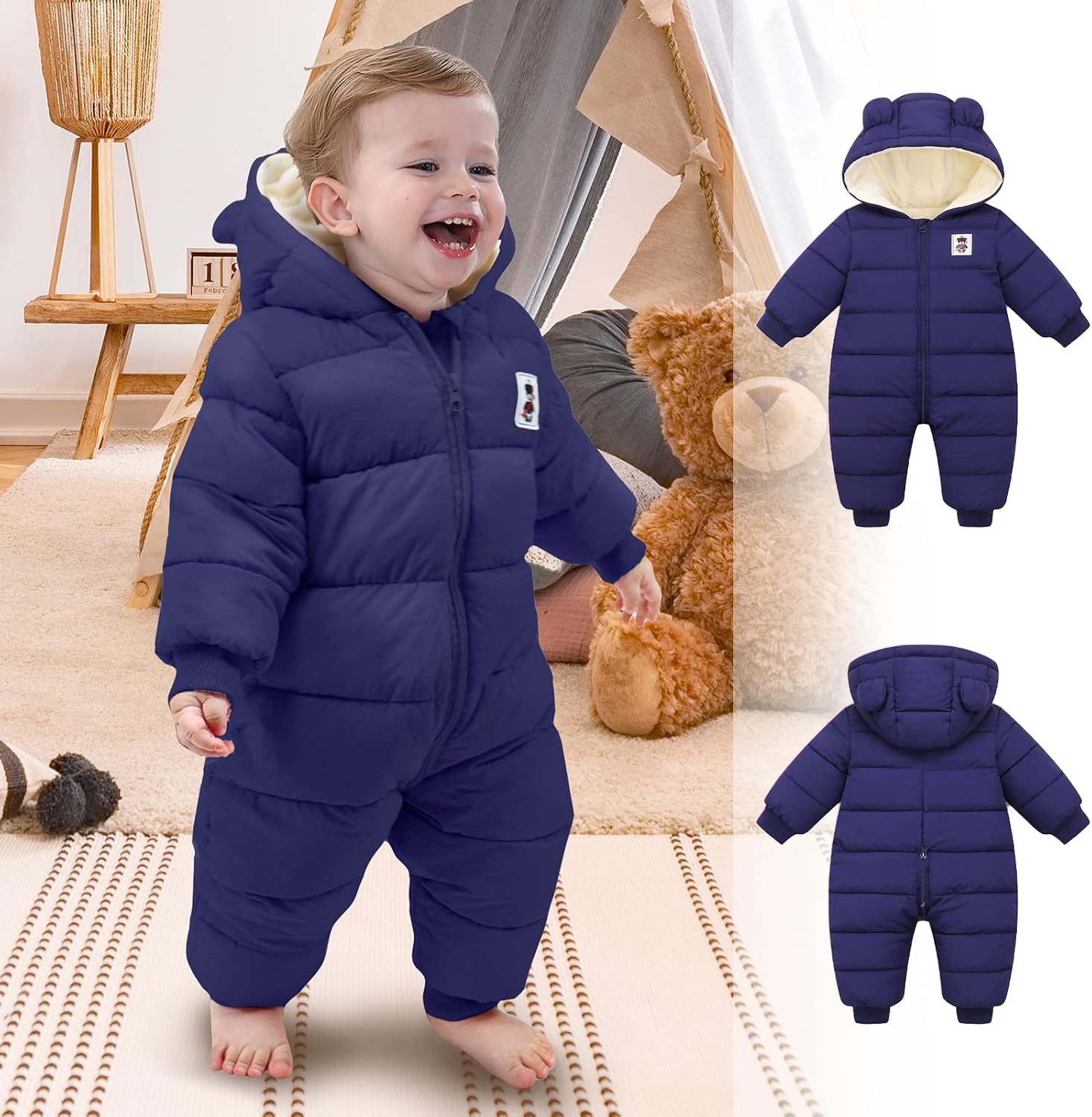 JiAmy Baby Winter Snowsuit,Girls and Boys Hooded Warm Romper,Infant Clothes Jumpsuit Newborn baby Winter Outfits 0-36 Months