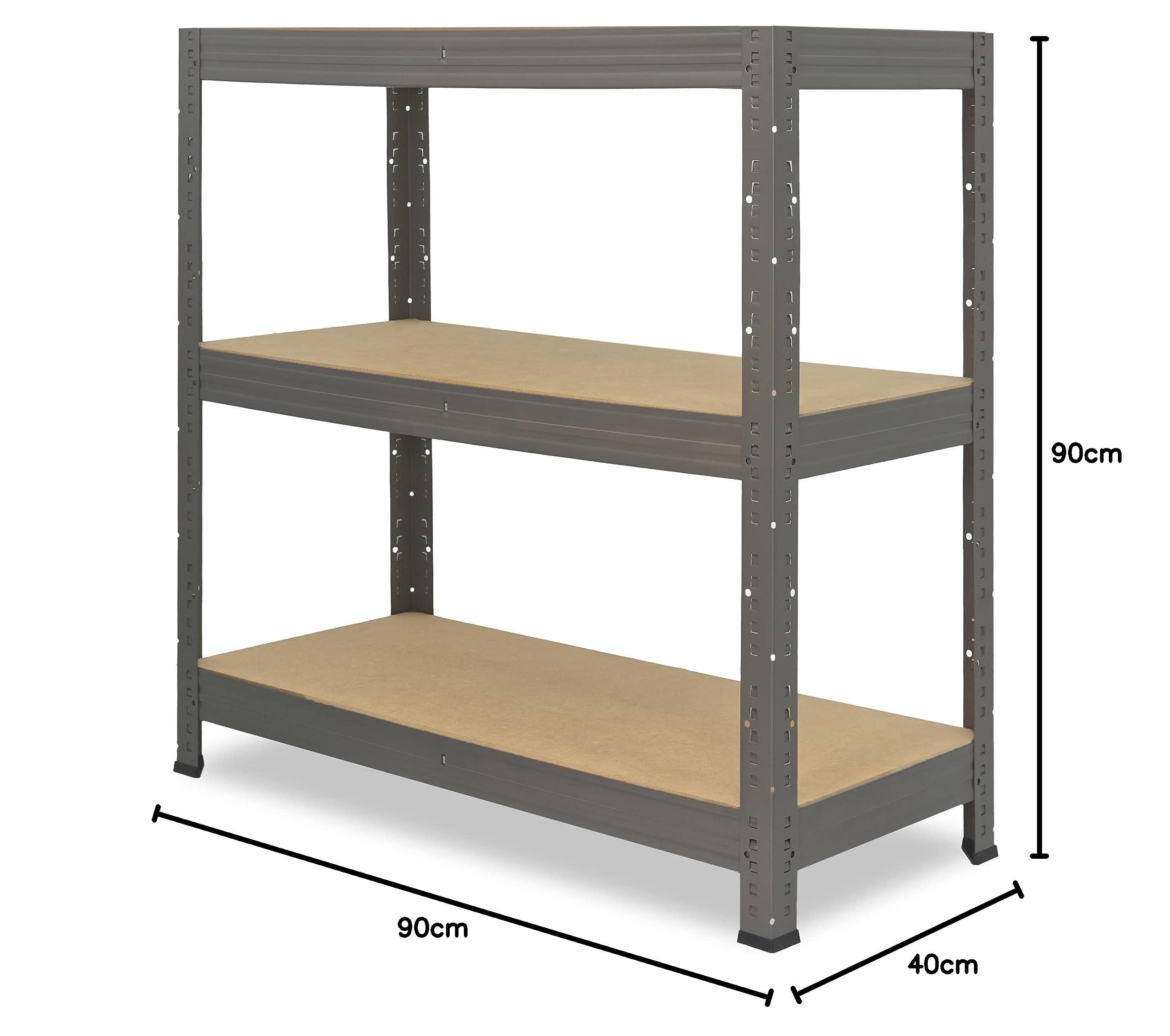 shelfplaza® 90x90x40cm Pro Étagère Charge Lourde Gris/Etagere Metal 3 Plateaux/capacité d' étagere métallique 200kg / Meuble Etagere Rangement Garage/etageres Rangement Atelier