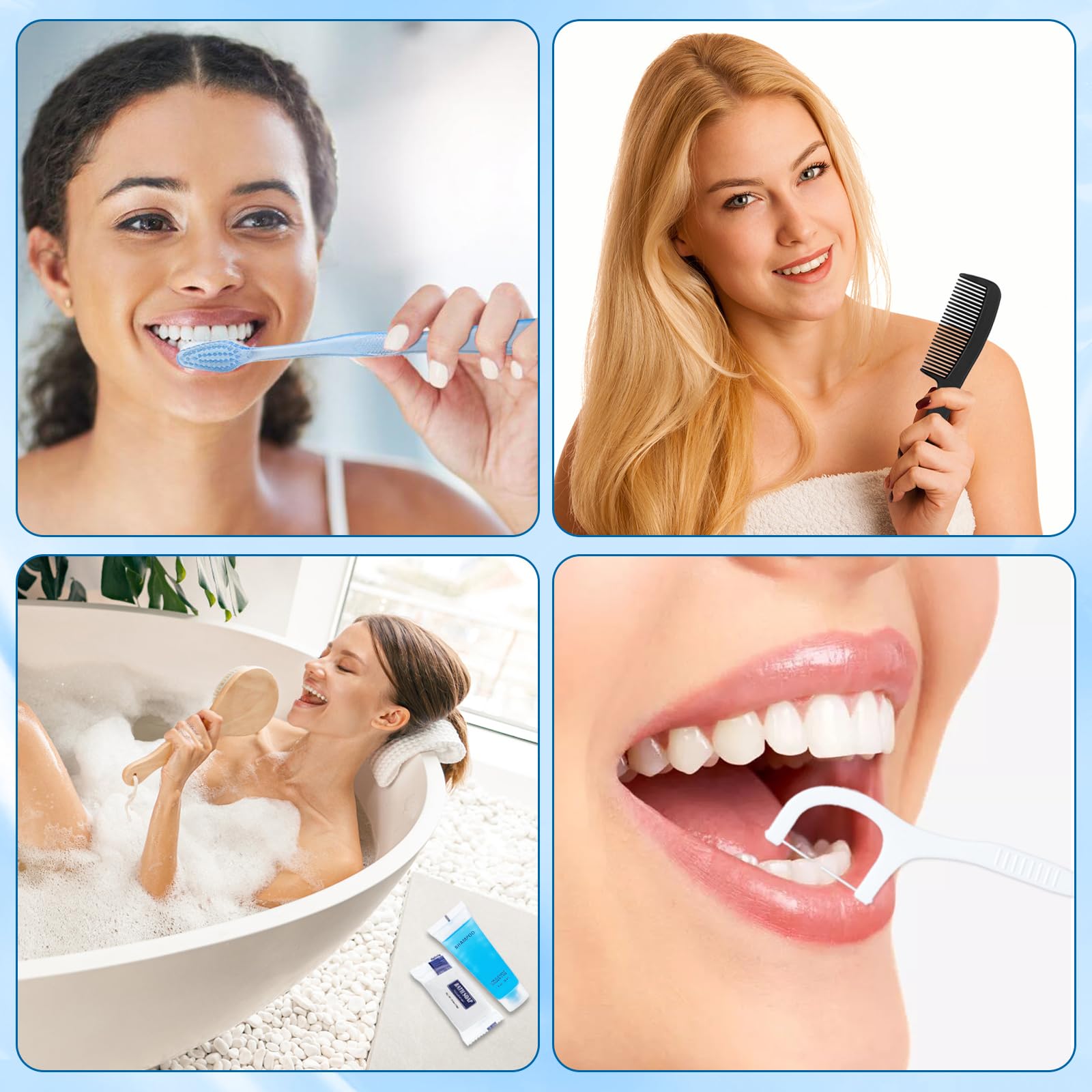 Kit di articoli da toeletta di base, confezionati singolarmente, kit per l'igiene personale, confezione per la cura dei senzatetto, kit da viaggio per uomini e donne, borsa da toilette