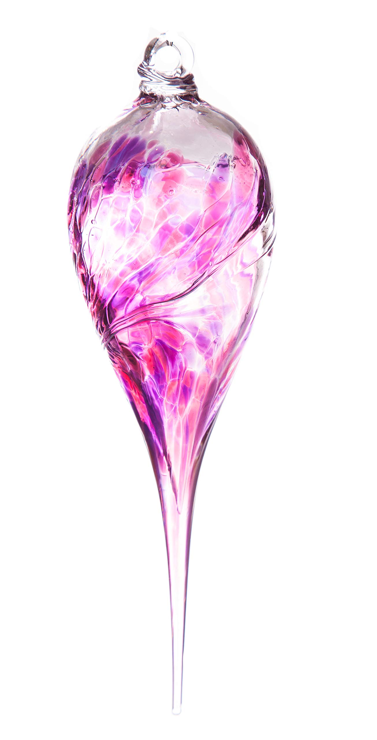 Amelia Art Glass Birthstone Teardrop February Amethyst