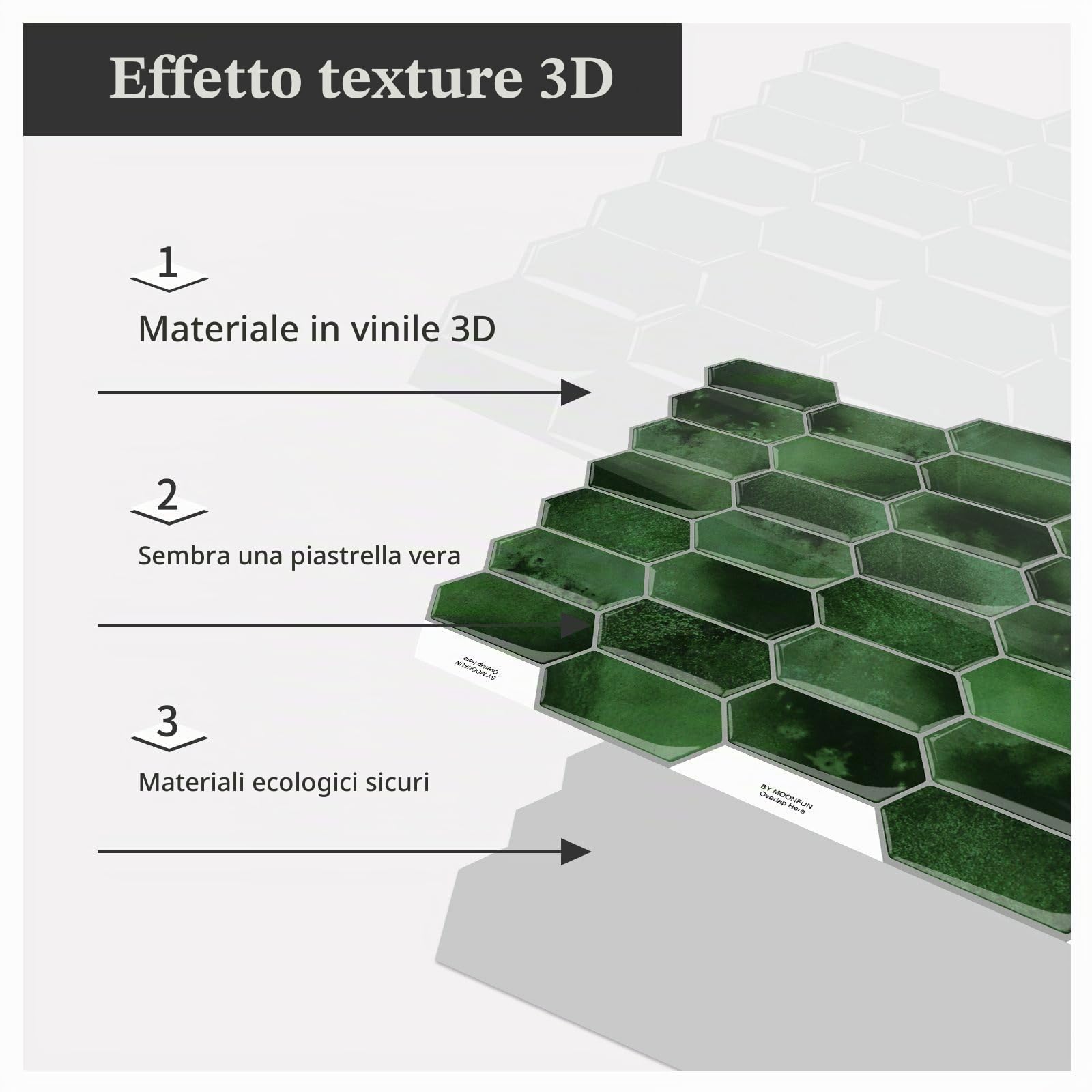 10 Pezzi di Piastrelle Autoadesive per Paraschizzi,Piastrelle Peel and StickPer Cucina,Bagno,Camino, Camper (Verde Scuro,30,5 x 30,5 cm) | Piastrelle autoadesive 3D impermeabili da parete per cucina, bagno, camino, camper (verde scuro, 30,5 x 30,5 cm)