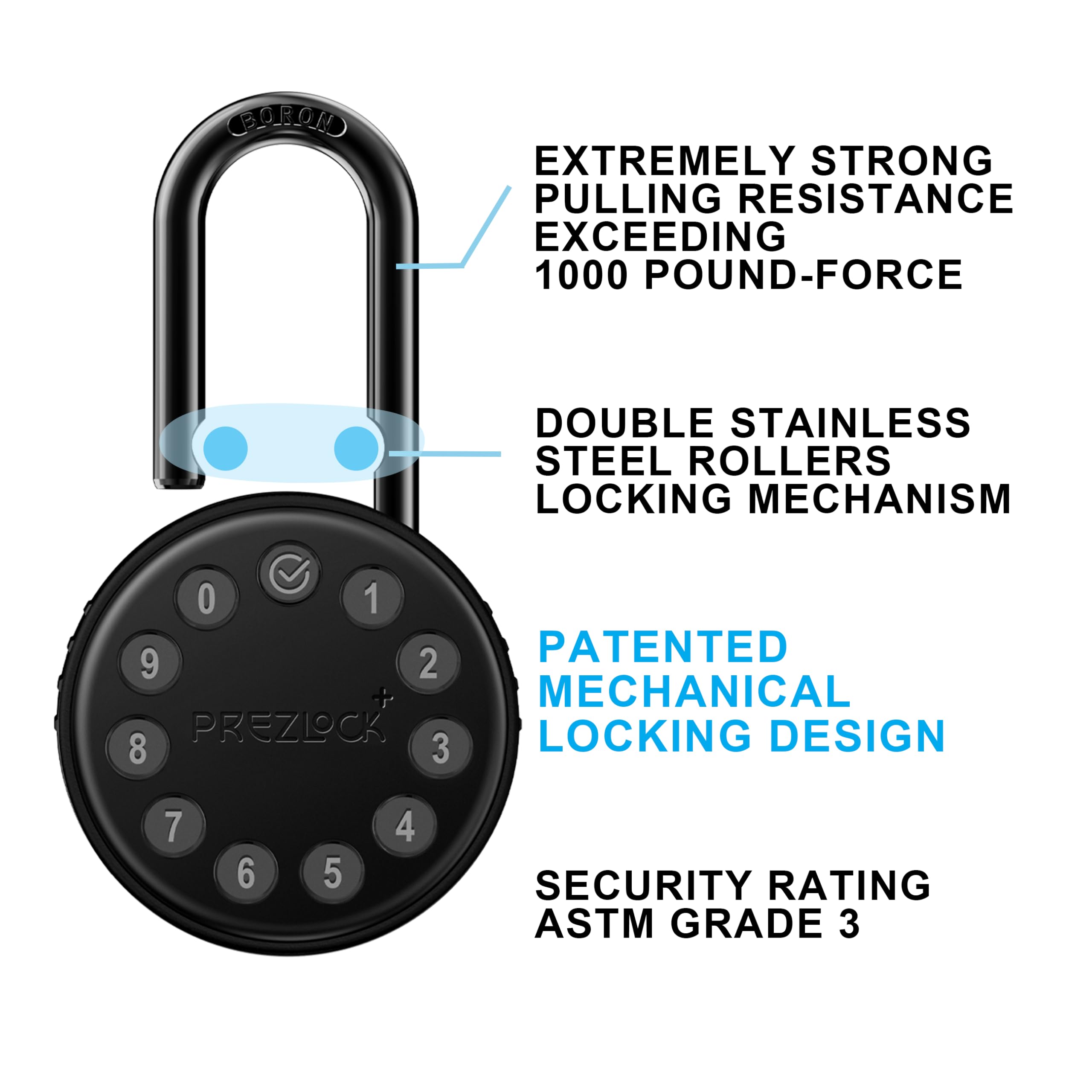 Cadenas électronique intelligent à combinaison avec clé de secours, adapté pour une utilisation en extérieur et intensif, résistant à l'eau, IP65 résistant aux intempéries.