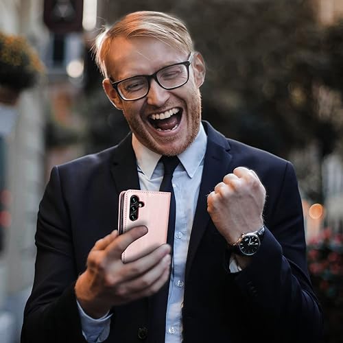 Miniatura 7 de EYZUTAK Funda de cuero PU premium para Samsung Galaxy A14 5G, cierre magnético, funda protectora con función atril, ranura para efectivo, a prueba